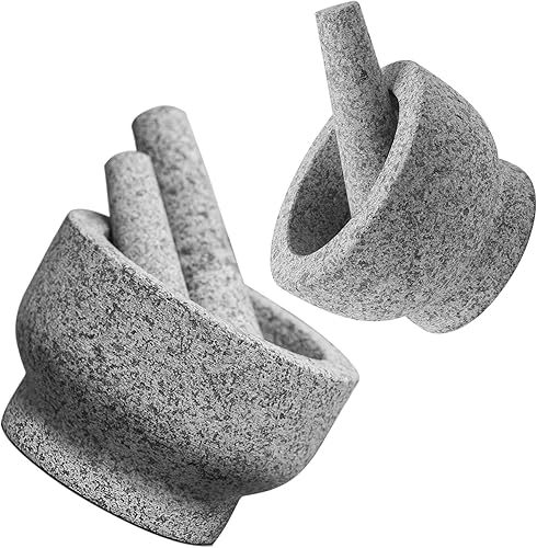 Miniatura 1 de ChefSofi Juegos de mortero y mortero: el estándar de 6 pulgadas de 2 tazas y la capacidad extra grande de 8 pulgadas para 5 tazas - Granito pesado