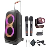 PartyBox Stage 320 240W Portable Wireless Speaker&comma; 18 Hour Battery &lpar;Black&rpar; &plus; Partylight Beam &plus; Wireless Two Microphone System &plus; AUX Cable &vert; Party Karaoke Kit