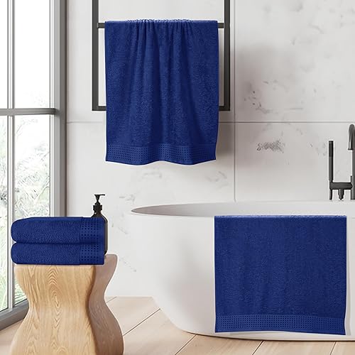 Vista 308 de GLAMBURG Juego de 6 toallas de 100% algodón ultra suave, contiene 2 toallas de baño de 28 x 55 pulgadas, 2 toallas de mano de 16 x 24 pulgadas y 2