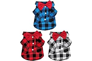 Tongcloud 3 Pack Plaid Puppy Cat Shirt - Birthday and Holiday Photo Shirts
