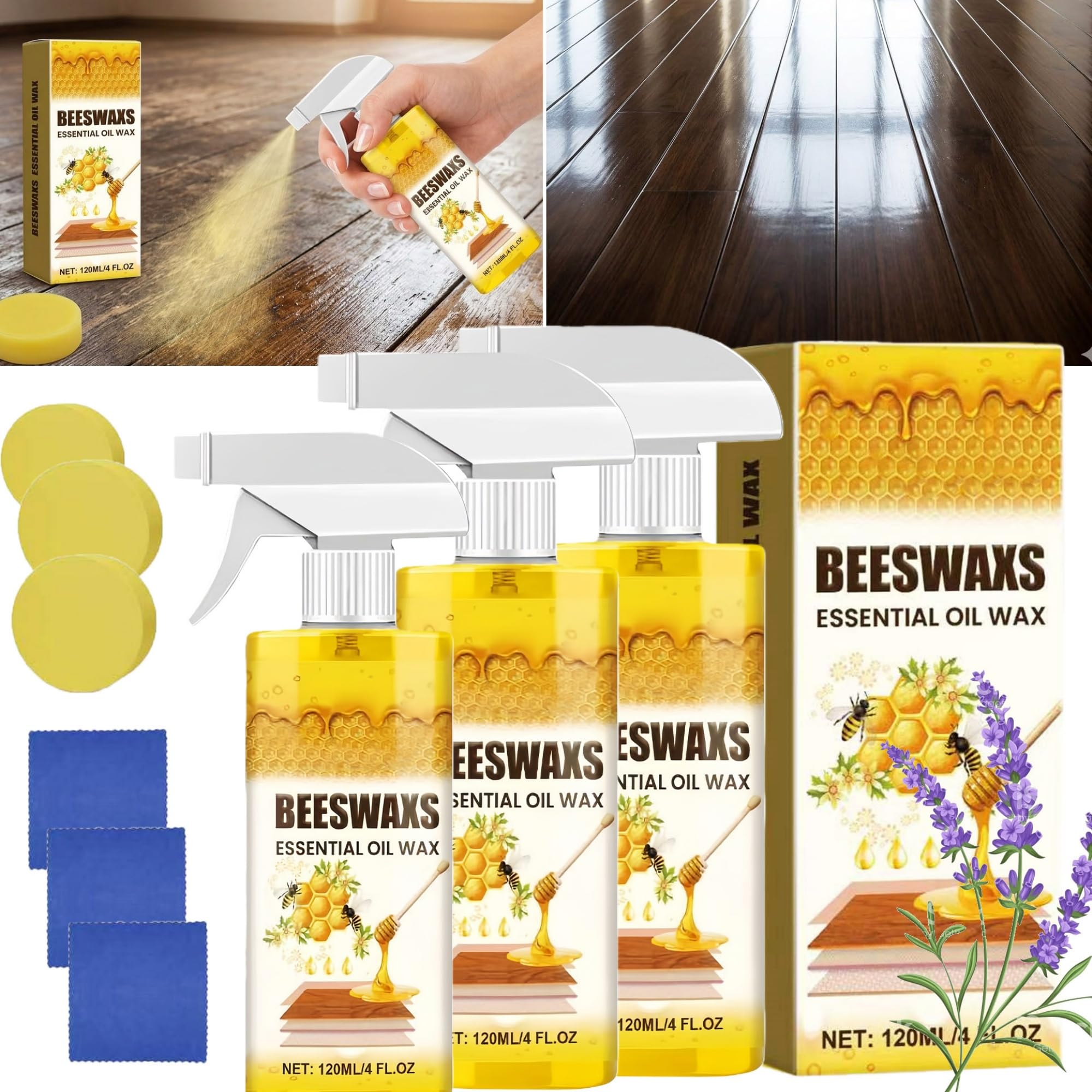 2026 Wood Polishing Beeswax Spray-120ml 4 Fl Oz Beeswax Wood Polish Spray 120ml for Furniture & Floor, Natural Bees Wax Care Spray & Restorer, For Living Rooms,Kitchens Home