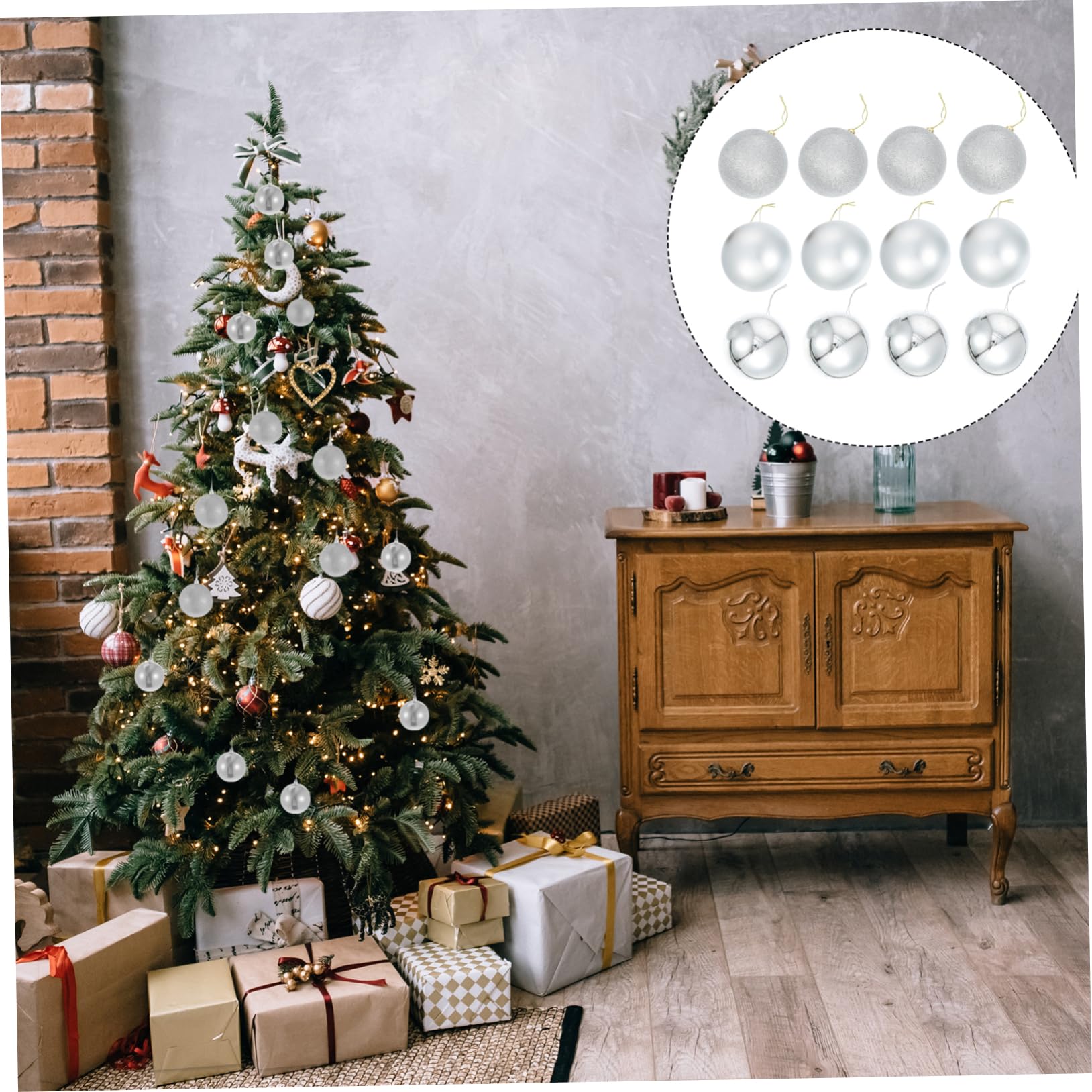 ABOOFAN 24stücke Weihnachtskugelanhänger für Drinnen und Draußen Dekoration Kleine Hängende Kugeln Weihnachtsbaumanhänger Weihnachtsdekoration
