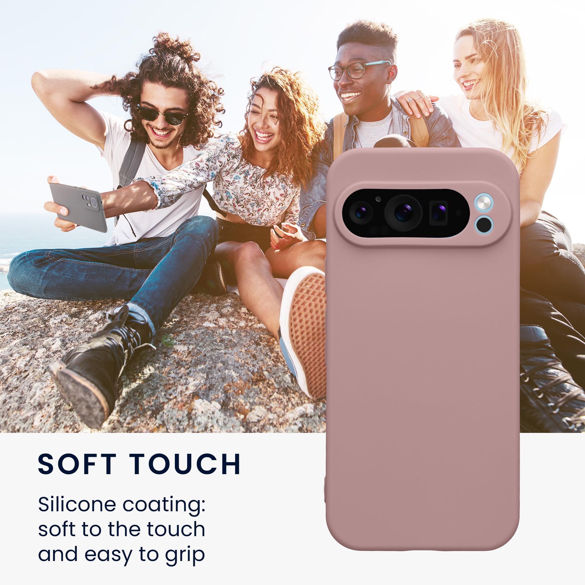 kwmobile Case for Google Pixel 9 Pro Case - Protective Slim TPU Phone Cover - Soft Matte Finish - Nude Lilac - Image 4