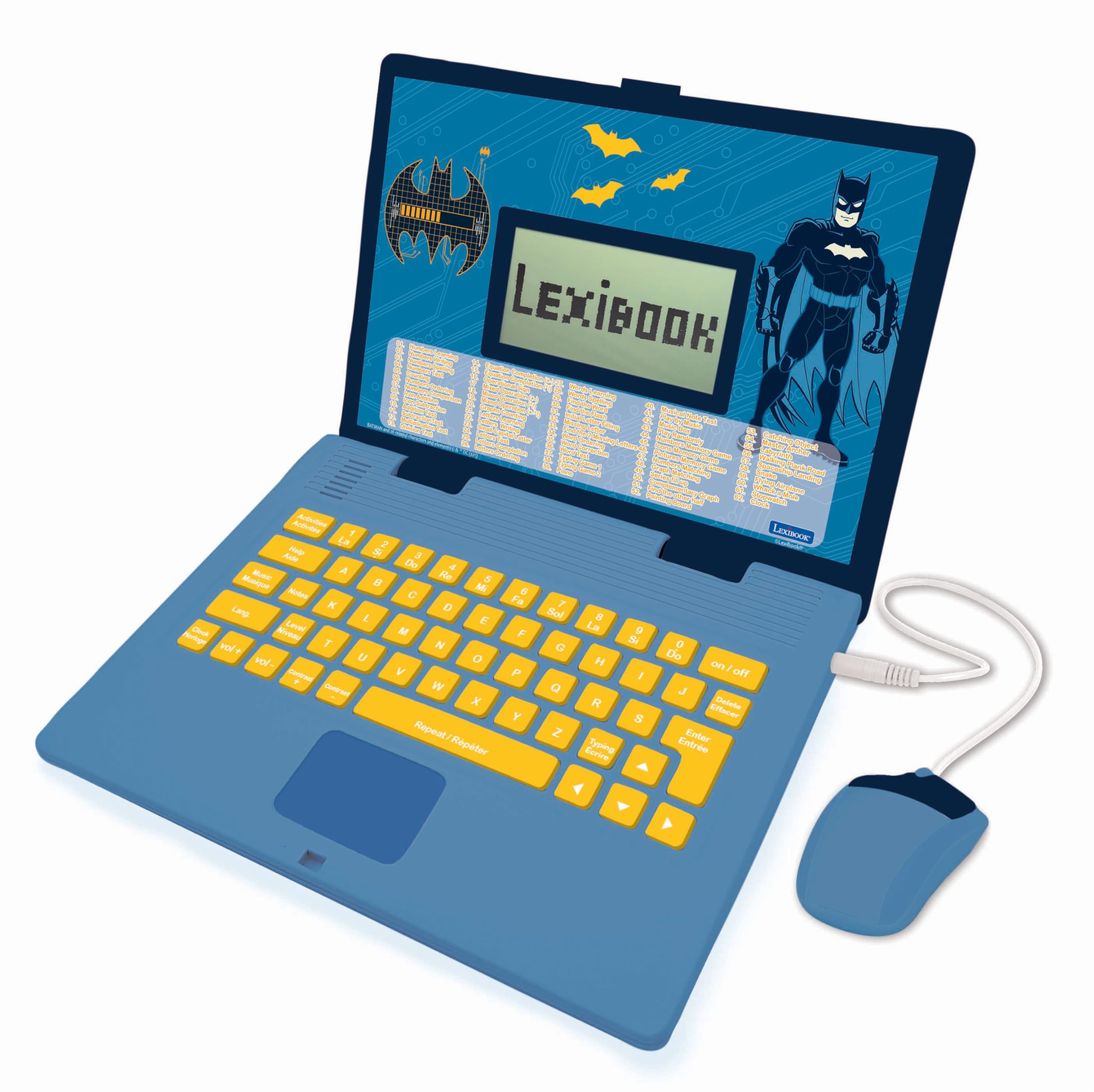 Lexibook, Batman Educational and Bilingual Laptop French/English, Toy with 124 Activities to Learn Mathematics, Dactylography, Logic, Clock, Play Games and Music, JC598BATi1LXB
