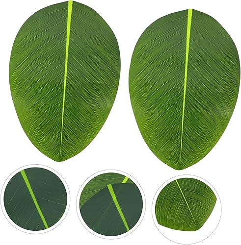 Miniatura 4 de Abaodam 4 piezas de hojas de simulación de hojas de comida occidental, decoración de escritorio, protector de mesa, hojas de plátano, tapete de mesa