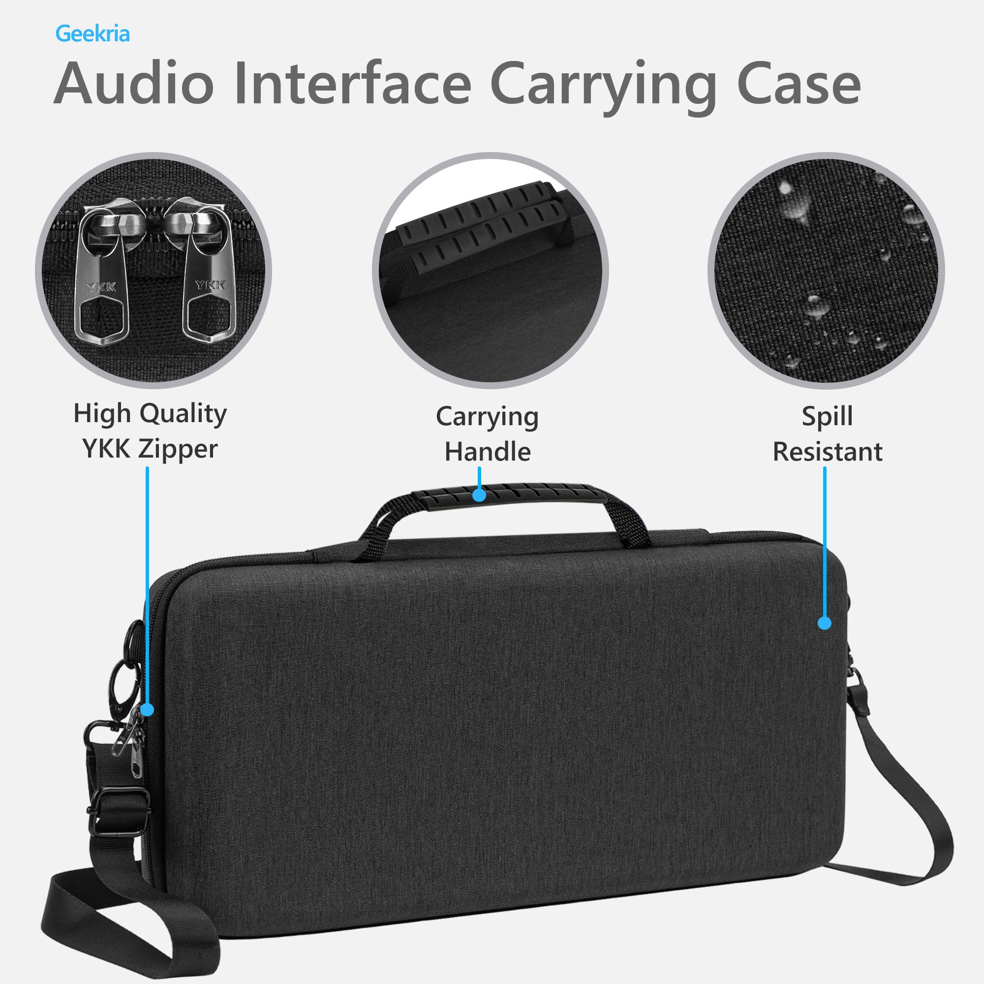 Geekria Audio-Interface Tragetasche, kompatibel mit RØDE RØDECaster Video, Hartschalen-Eva-Reiseetui (Dunkelgrau)