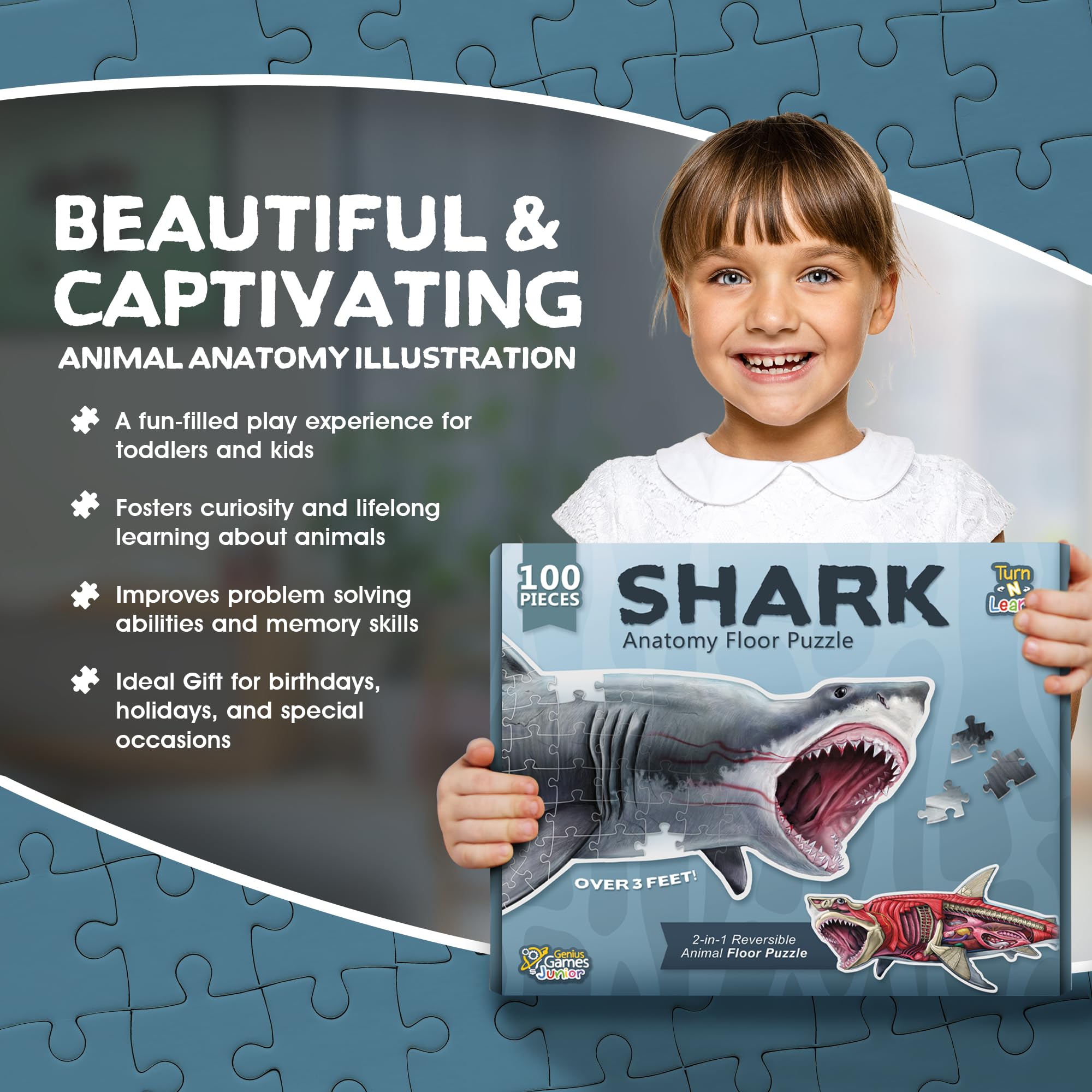 Shark Anatomy Floor Puzzle - 100 Piece Kids Puzzle -4