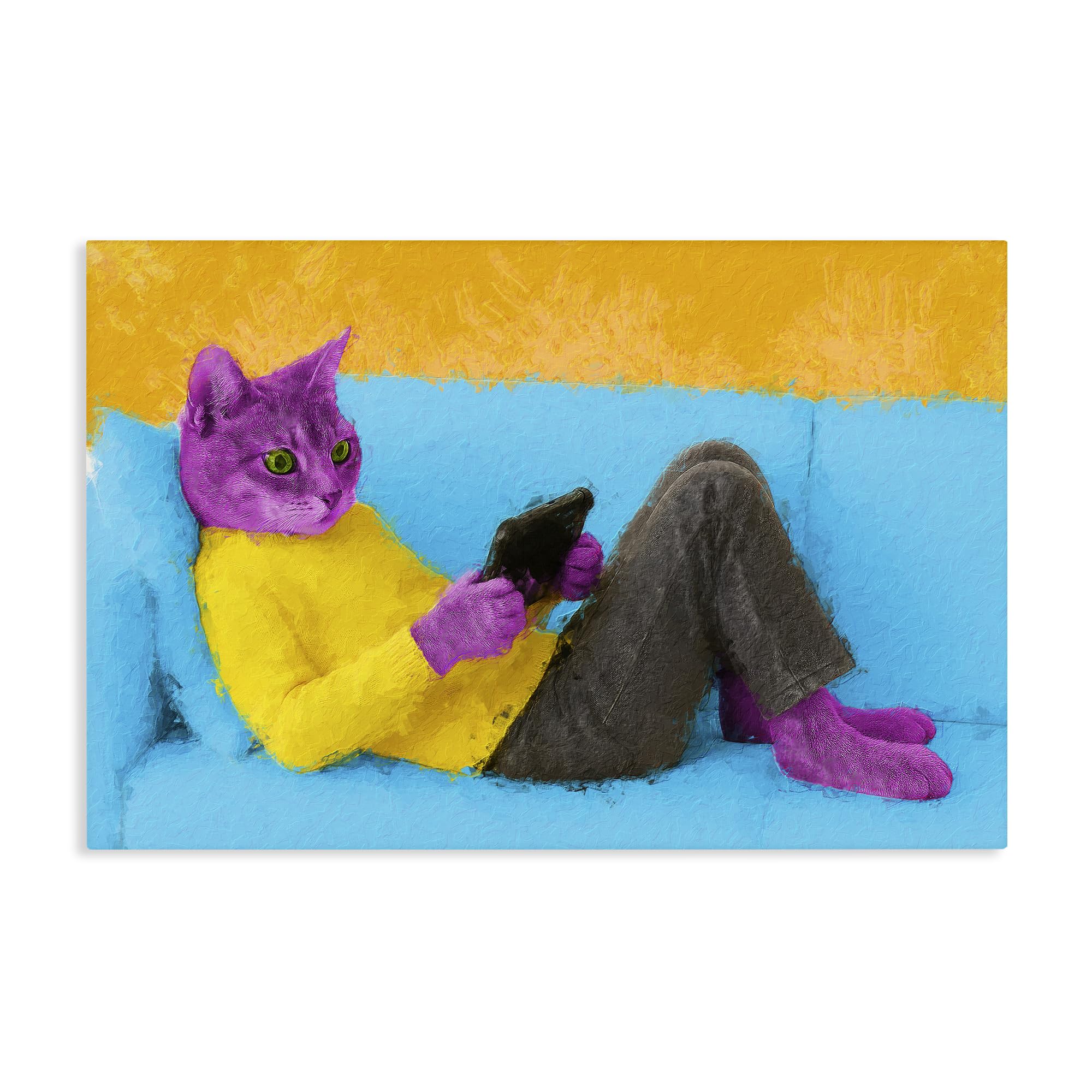'Vibrant Cat Playing Game'| Canvas Art