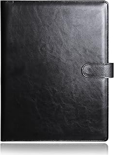 Laconile A4 Clipboard Folder Portfolio Multi-Functional Faux Leather Sturdy Clip Board Folder for Office Writing Pads Legal Paper (Black)