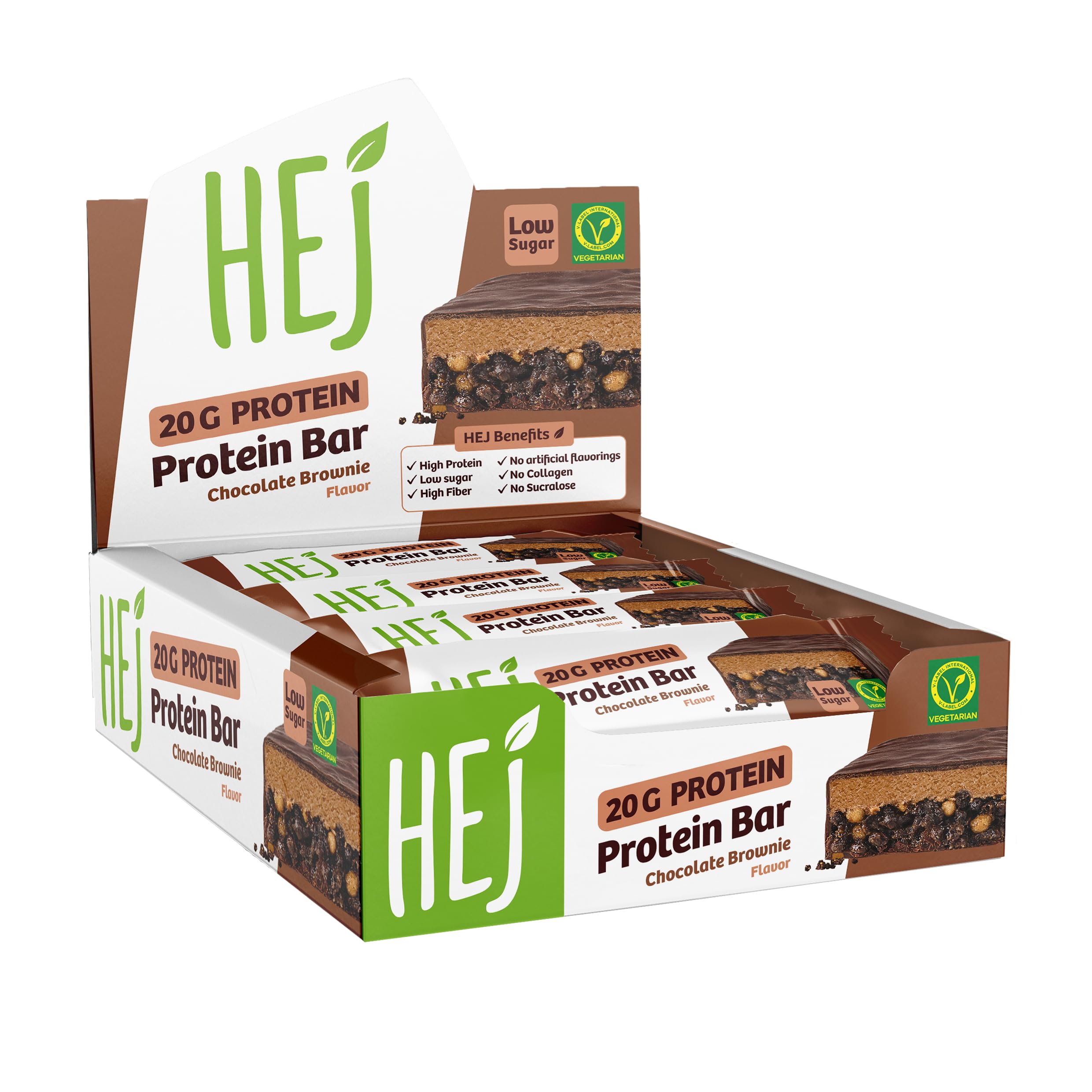HEJ 20g Protein Bar 12x60g – Proteinriegel mit 20g Protein pro Riegel – Low Sugar Eiweißriegel – Vegetarisch & ohne Palmöl – Ohne Zuckerzusatz & ohne künstliche Aromen