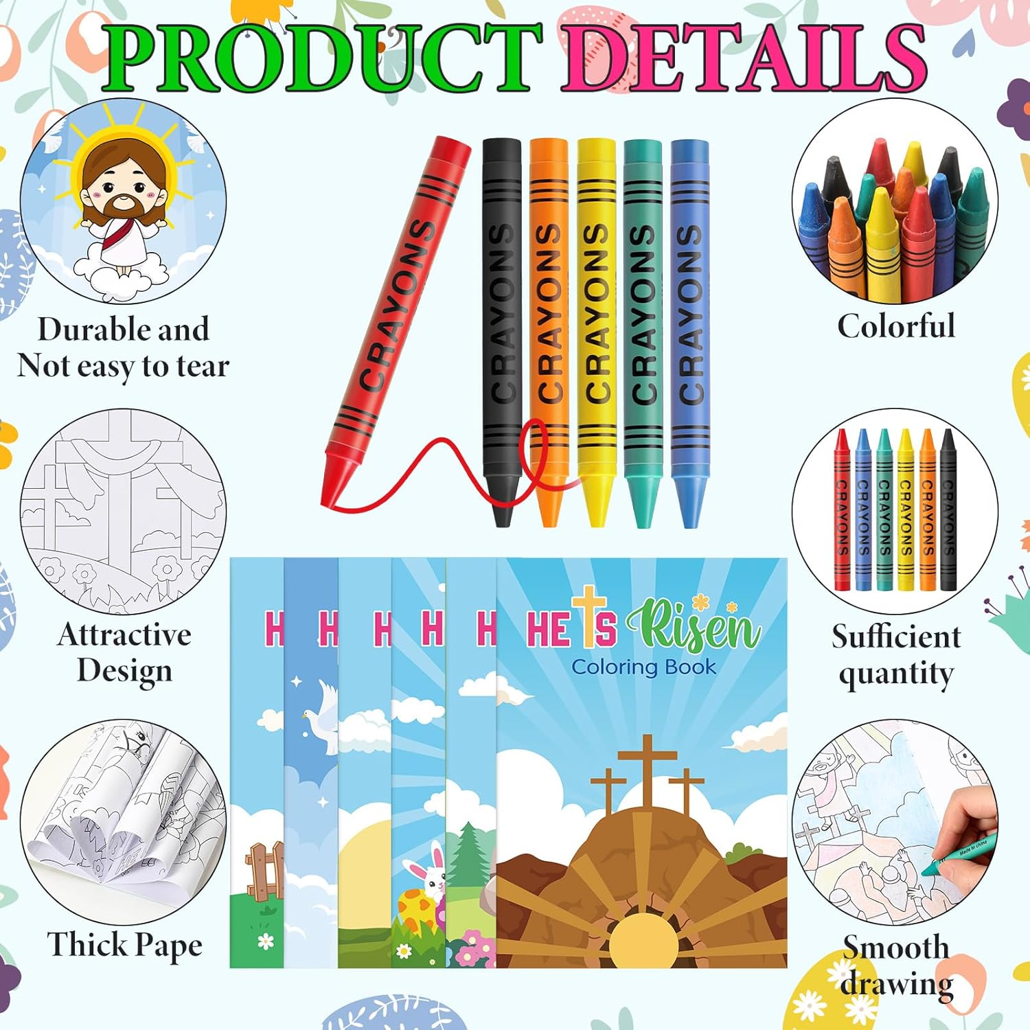 Gilprop 336pcs Christian Coloring Books with Crayons for Kids Easter Mini Coloring Book Bulk Religious Bible Story Activity Gift for Sunday School Church Basket Stuffer DIY Party Favor Craft (Jesus)