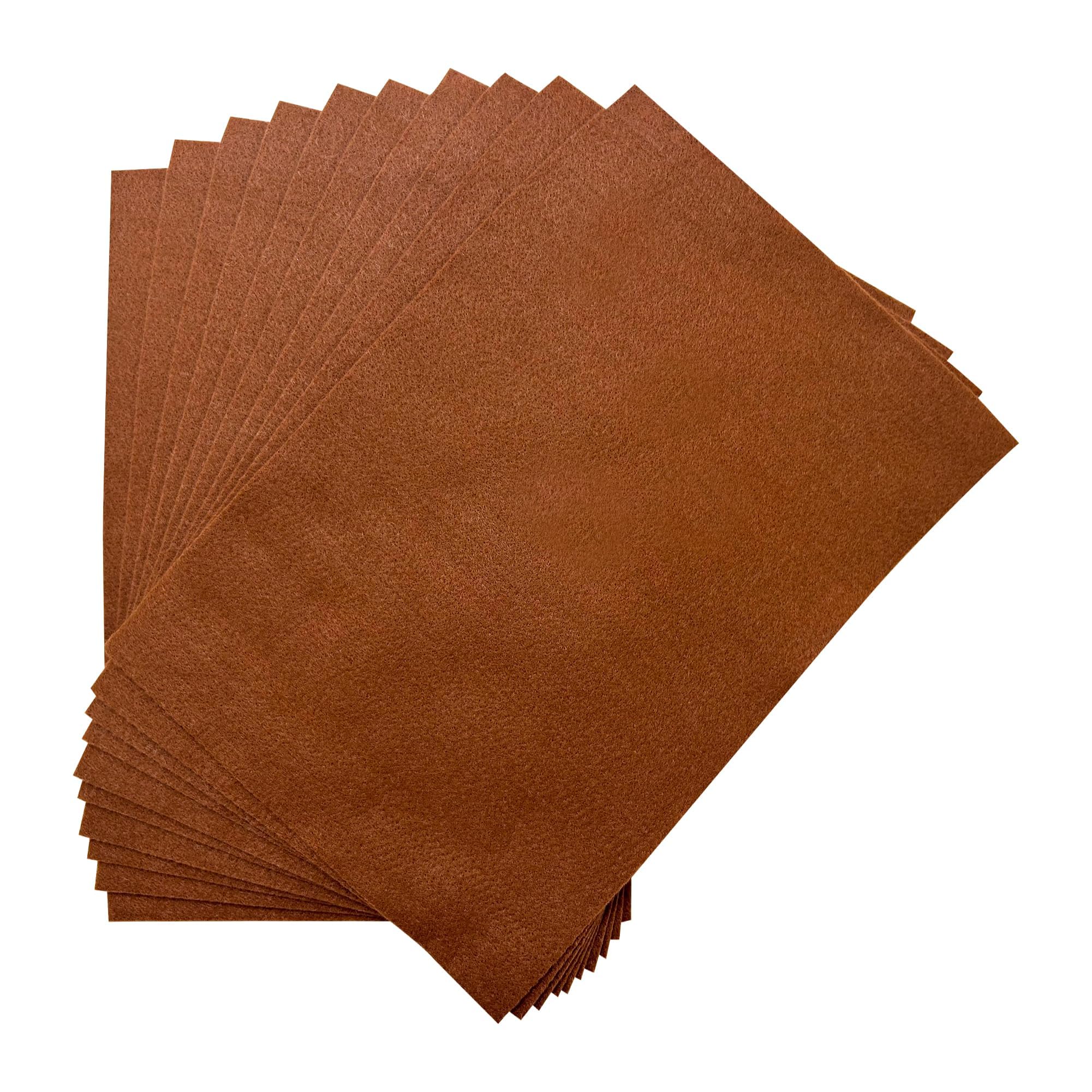 Pack of 10 A4 Brown Coloured Felt 180gsm Sheets - Soft Nonwoven Fabric for Crafts, DIY, Sewing, Patchwork & Handcraft Projects