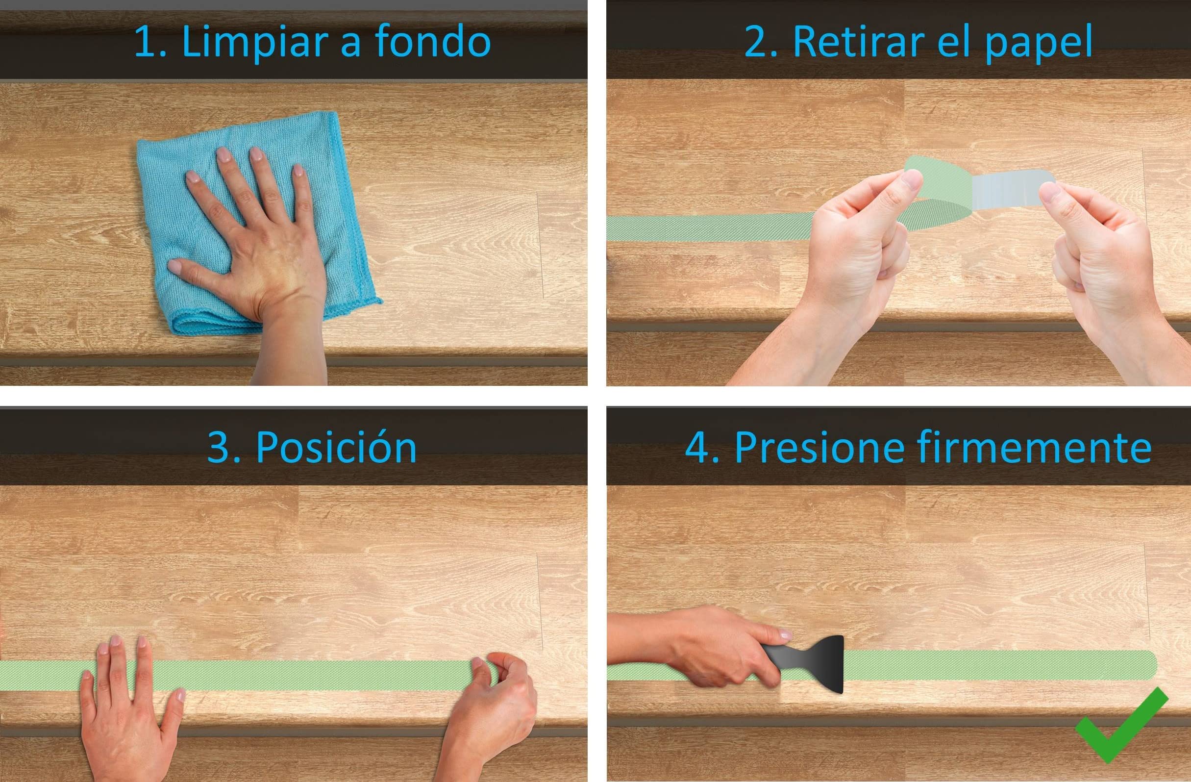 Cinta adhesiva fluorescente antideslizante cocofy para escaleras, Cinta adhesiva fotoluminiscente, XXL (90x3 cm), para peldaños de escaleras de interior - 18-Pack [2021 Lanzamiento]