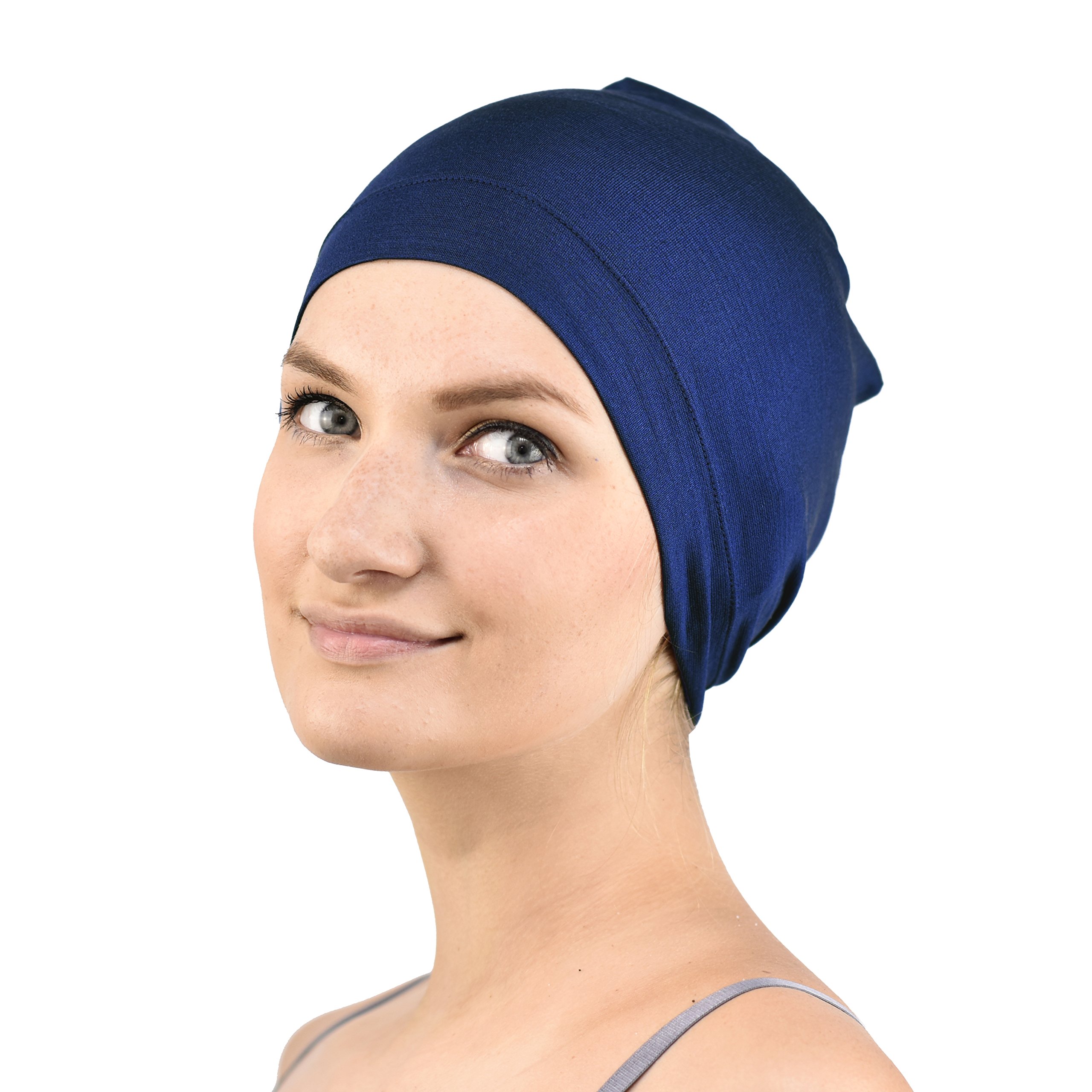 Jasmine Silk Bamboo Sleep Cap - Suitable for Chemo & Hair Loss (Navy)