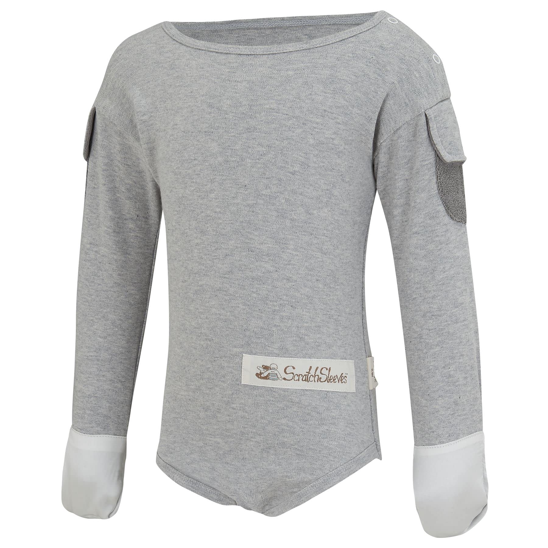 Scratchsleeves Grey/Grey | Flip-Mitt Bodysuit For Itchy Babies | Marl | 21-24 Months