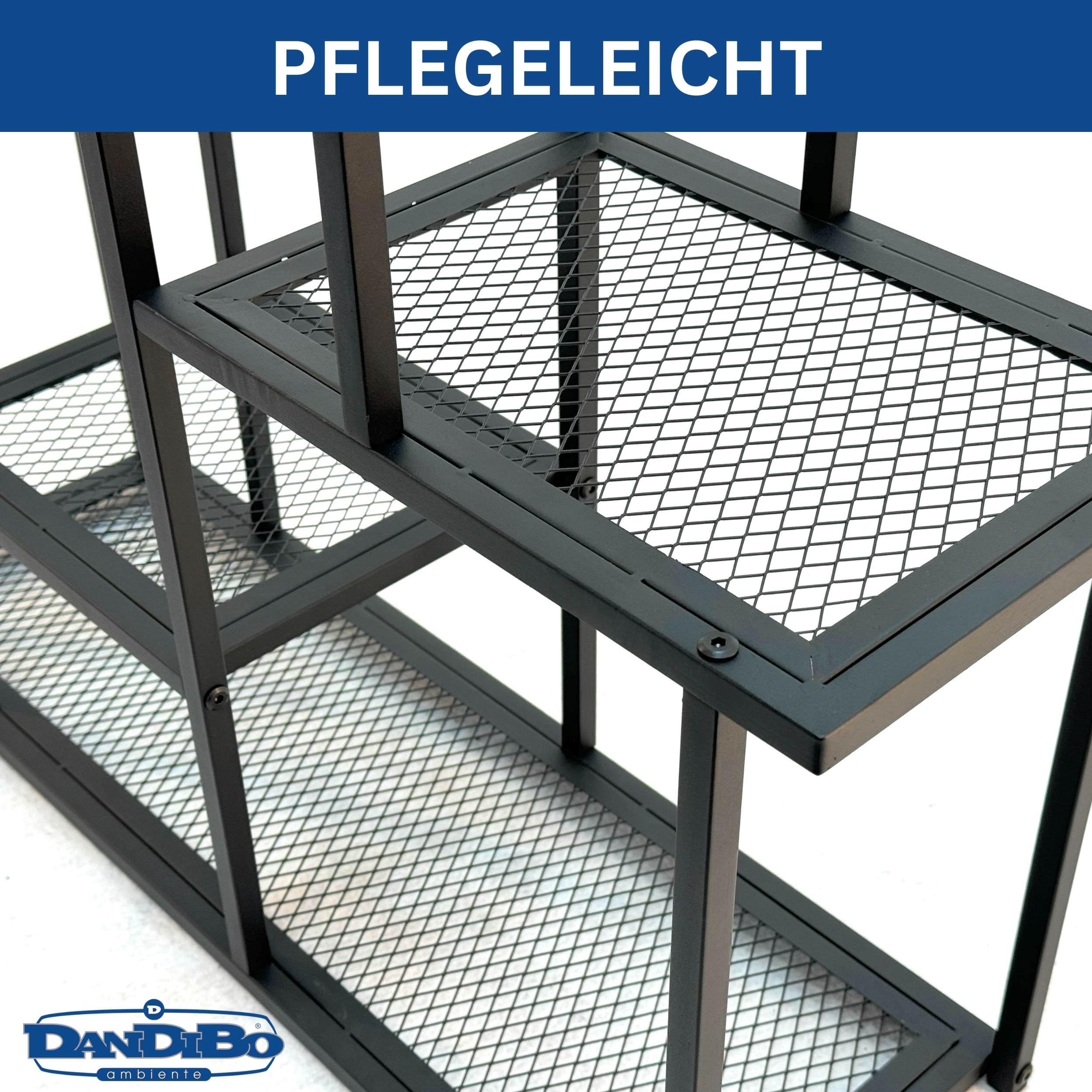 DanDiBo Blumentreppe Indoor Metall Schwarz 4 Ebenen 96579 Blumenständer Modern Pflanzentreppe Design Pflanzenregal