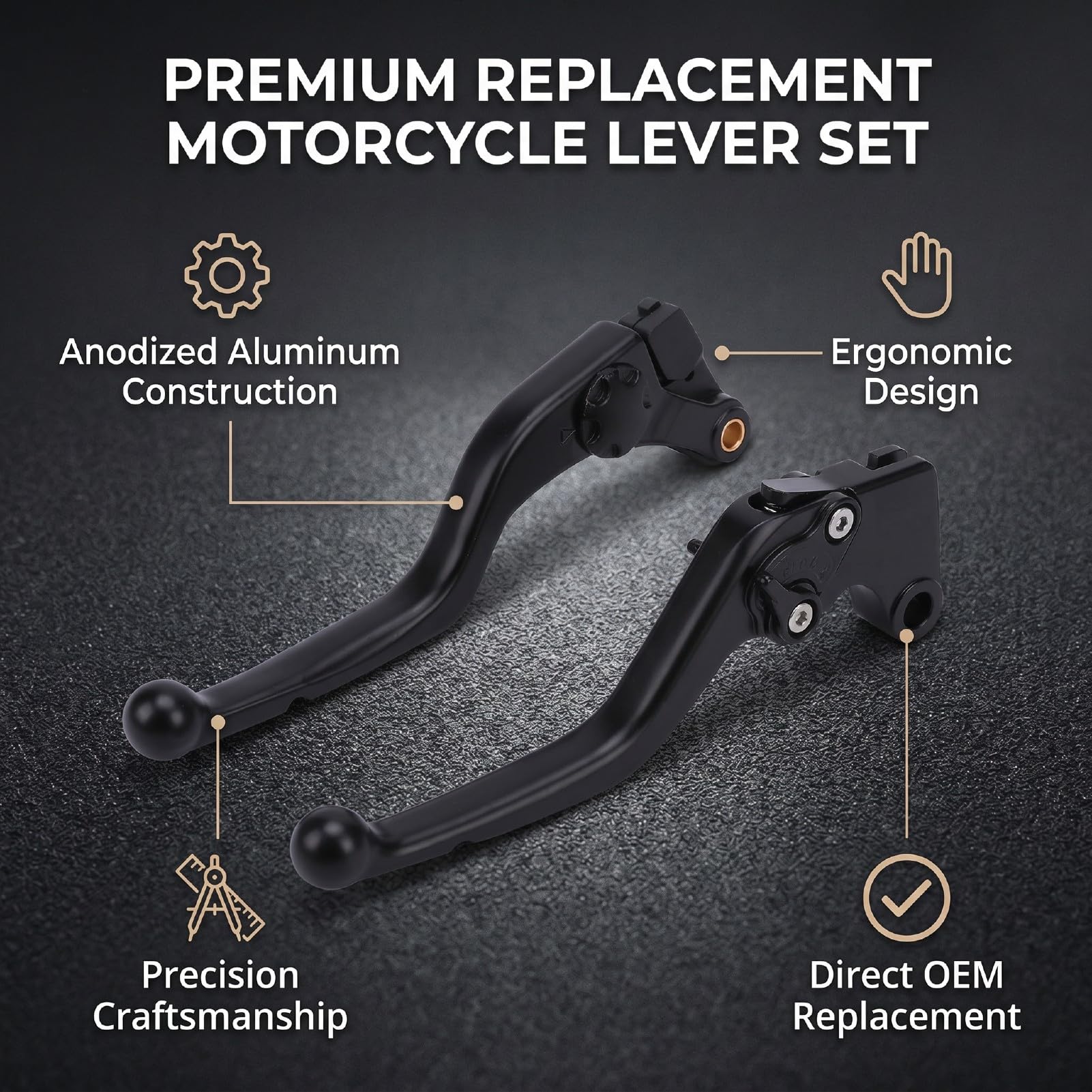 Luocute Zestaw Dźwigni Sprzęgła Hamulca Motocyklowego, Aluminium Anodowane Ergonomiczna Bezpośrednia Wymiana z OEM 41600130 41600131 36700230 36700231 dla RA1250 RA1250S 2021-2024 RH975