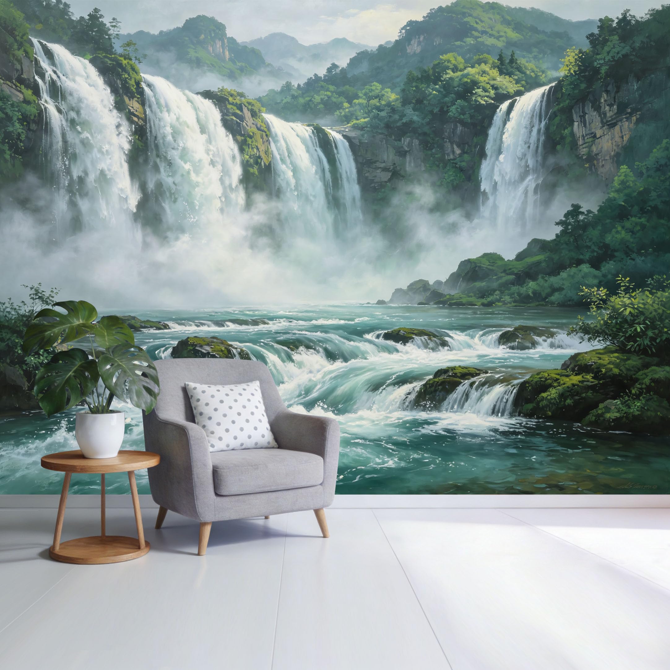 Custom Size Wall Mural Majestic Waterfall Landscape Mountain River Scenic Forest View SelfAdhesive Wall Fabric Removable Wallpaper for Home Office Decor