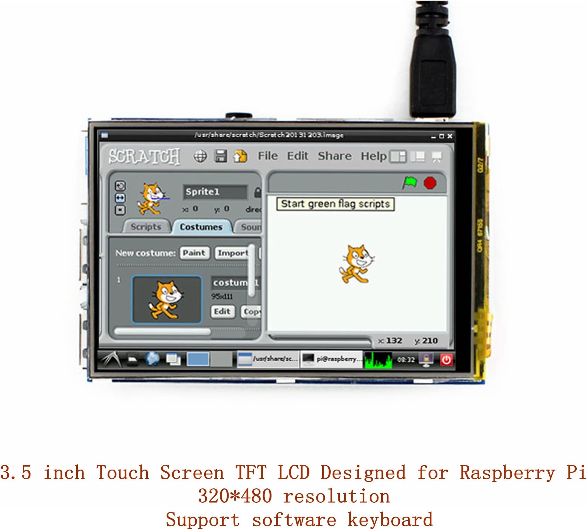Venel Electronic Component, 3.5Inch RPI LCD (A), 320*480, Touch Screen TFT LCD Designed for Raspberry Pi, An Ideal Alternative Solution for Hdmi Monitor, Supports Any Revision of Raspberry Pi