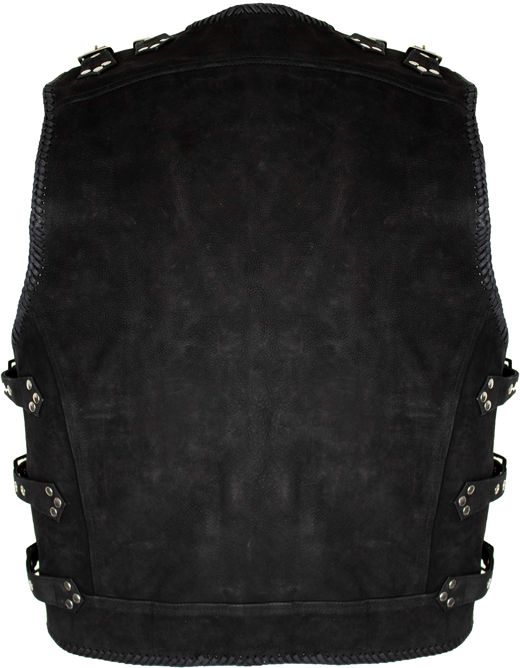 Gilet Moto In Pelle Di Bufalo Nero Taglio Colori Club - Italia