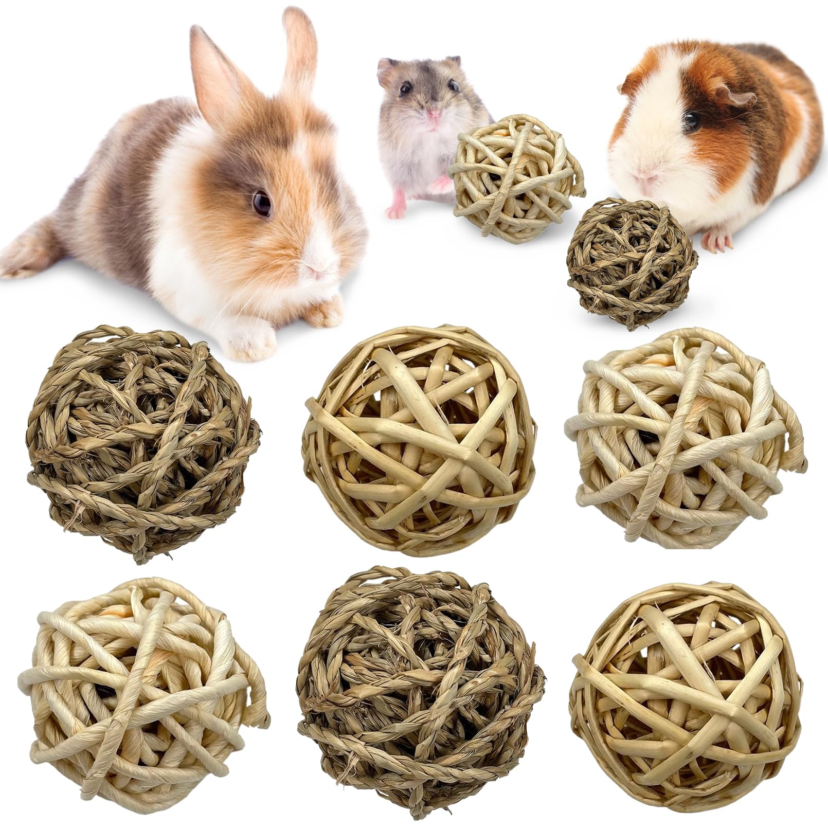 Tfwadmx 6 Pcs Small Animal Chew Ball Toy Rabbit Rolling Activity Play Balls Pet Cage Entertainment Accessories for Hamster Guinea Pigs Gerbil