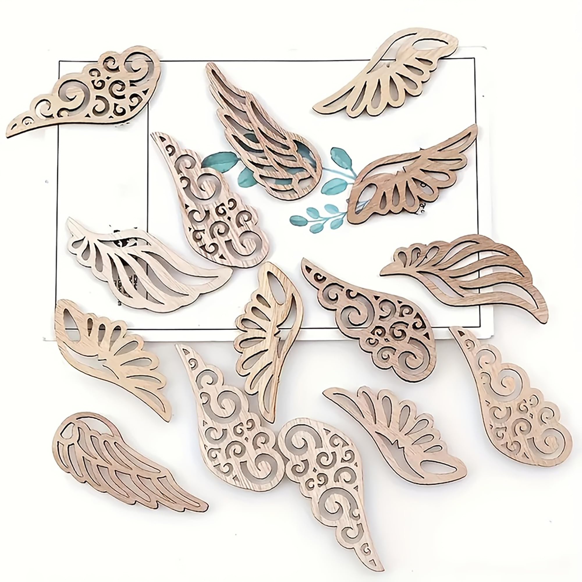 Cliths 40 Pcs Wooden Angel Wings Cutouts for Crafts DIY Paintable Shapes for Kids Art, Wedding Decorations, Home & Festival Hanging Ornaments 2