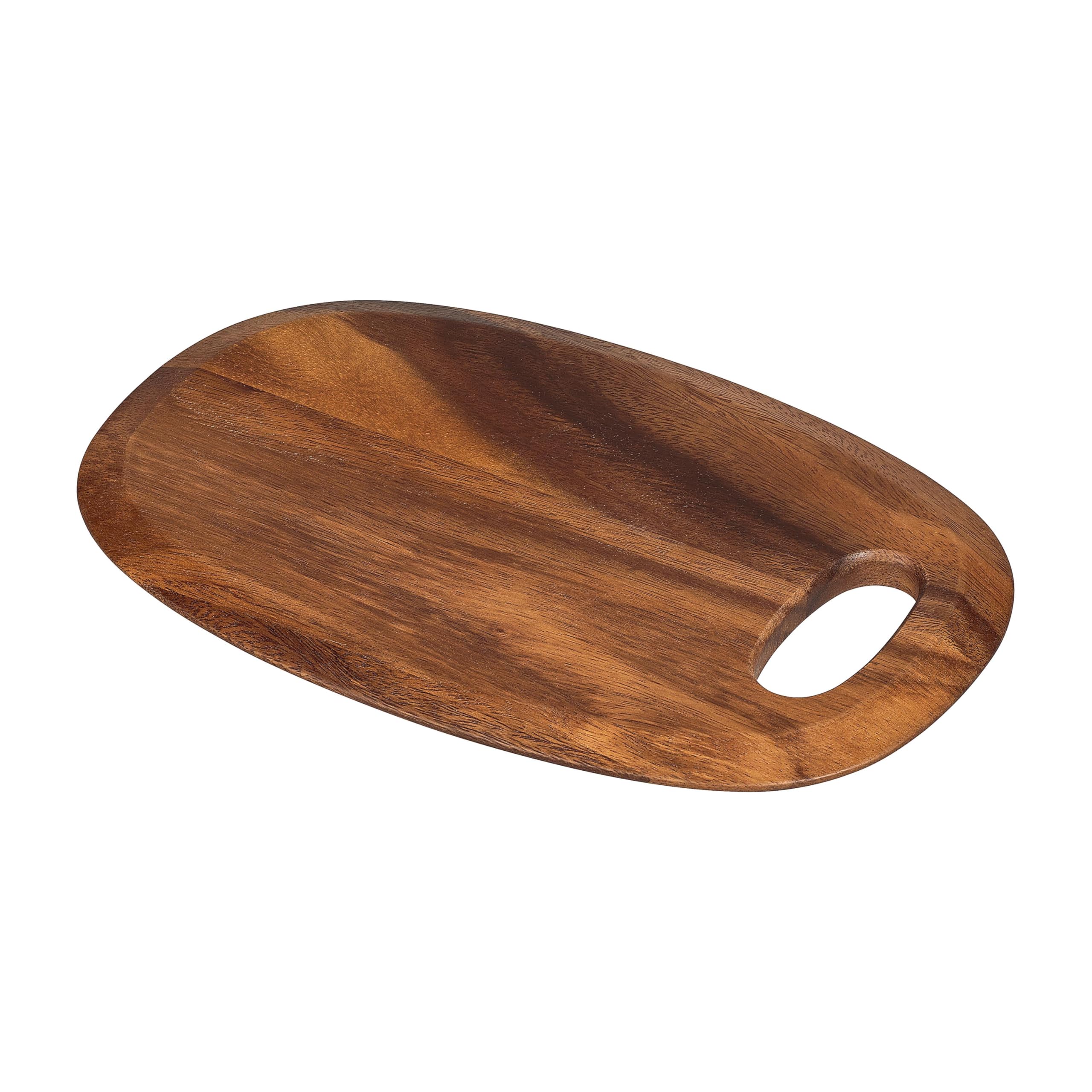Tala Small Curved Chopping Board, Lacquered Acacia Wooden Board, with Smooth Curved Edge This Wood Board is Ideal for Serving, Presenting and Preparing All Foods, Measures 30x20x1.5cm