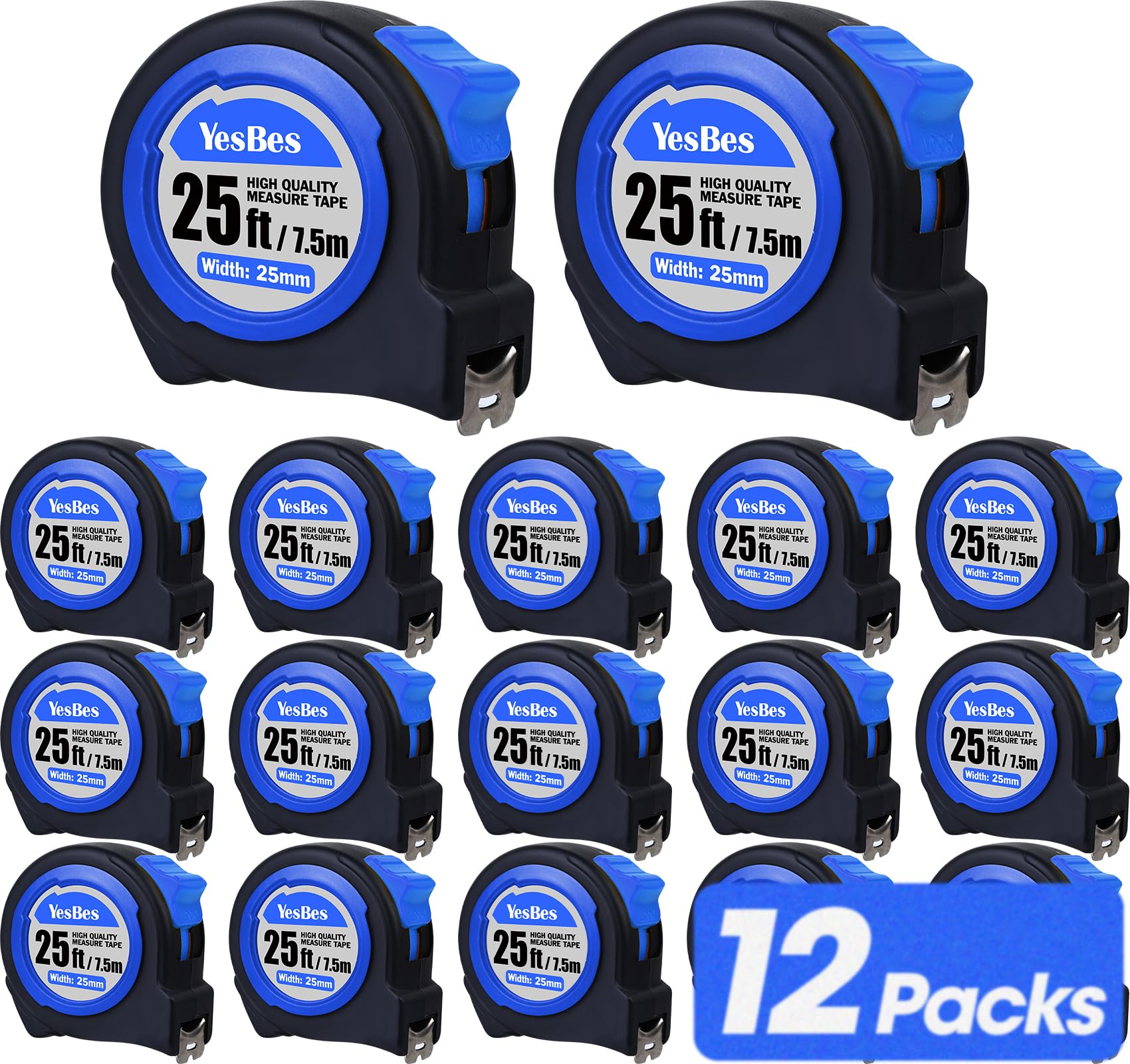 Bulk Tape Measure 12 Pack - 25ft Easy Read -1
