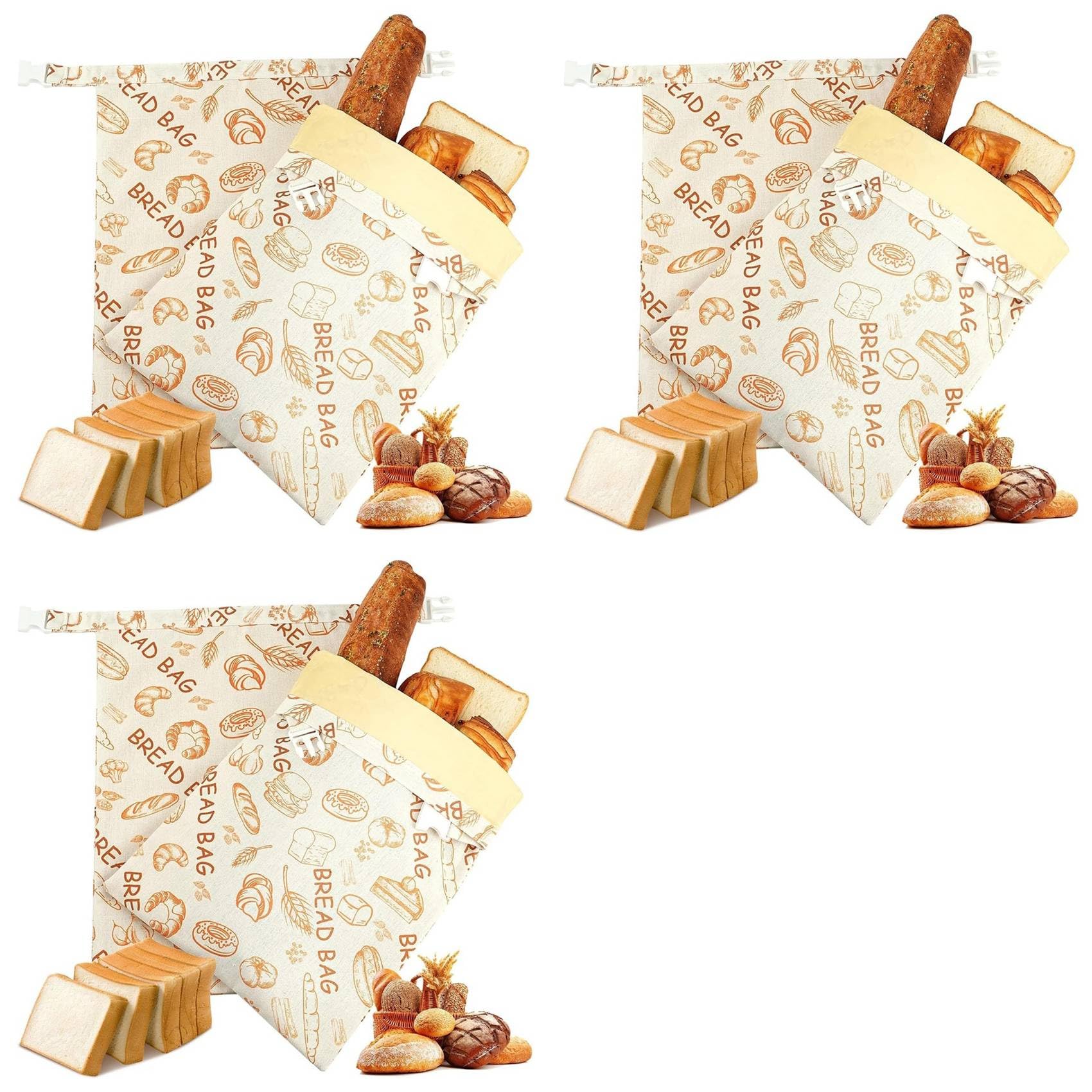 Hndhbfgrt Reusable Beeswax Bread Bags(6 Pack), Beeswax Bags for Sourdough/Homemade Bread, Natural Cotton Bees Wax Bag