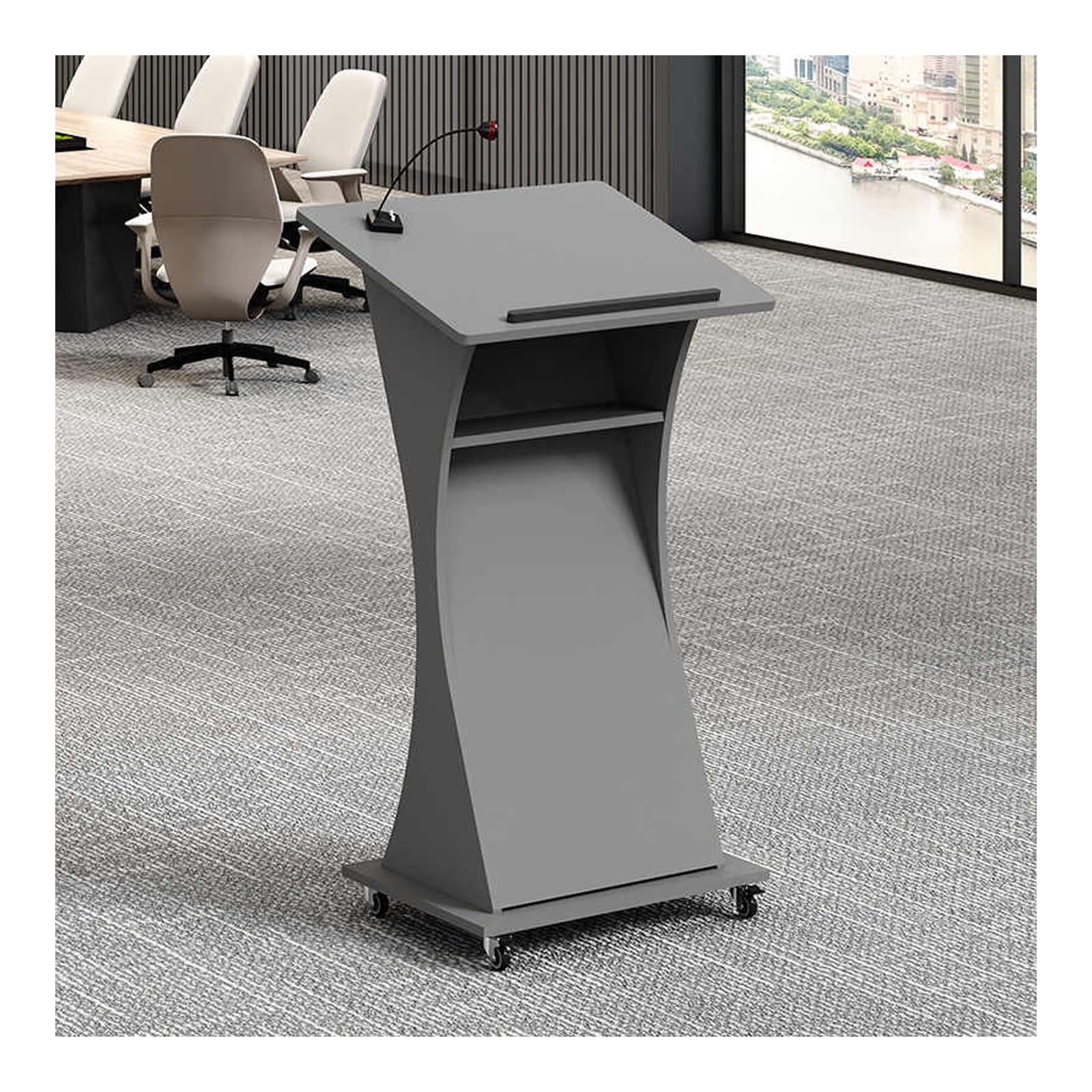 DUANHOZ Portable Wooden Podium Lectern Stand for Speeches and Presentations