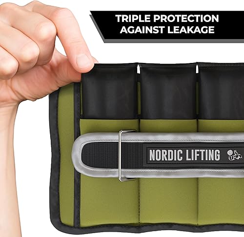 Miniatura 5 de Nordic Lifting - Pesas ajustables de tobillo para mujeres y hombres – 1 par (2–10 libras) Pesas de muñeca, brazo y pierna para gimnasio, yoga y