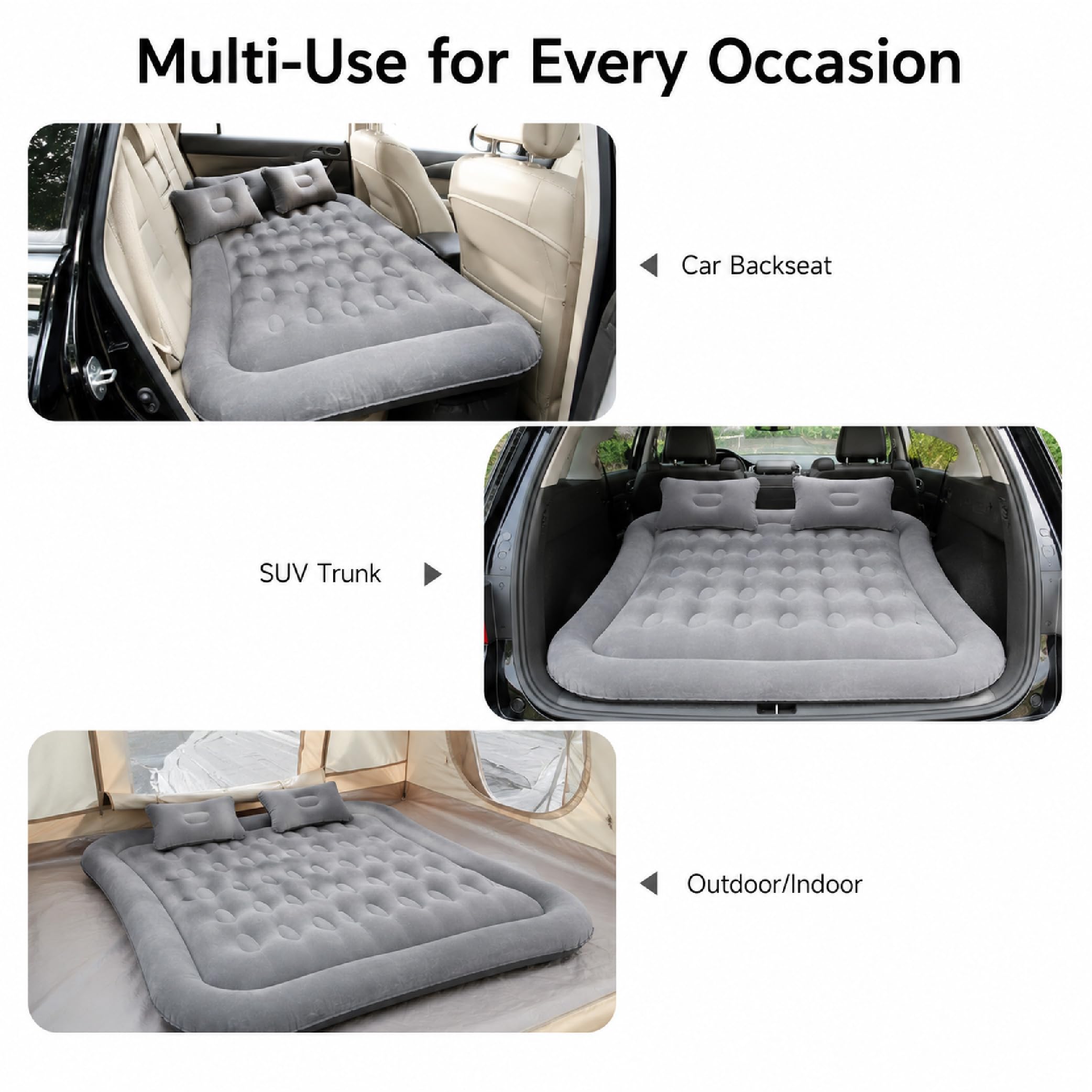 Materasso Gonfiabile Auto per Volvo V90 Cross Country 2016-2020, Letto Portatile con Pompa Rapida per Campeggio Viaggi e Riposo in SUV,B-Grey