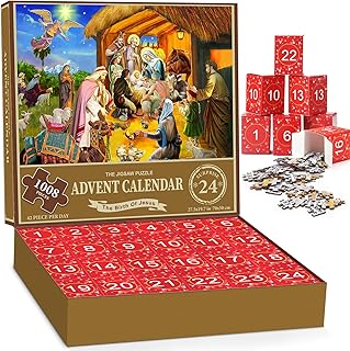 Jigsaw Puzzle Advent Calendar 2023-1008 Pieces Jigsaw Puzzle for Adult Kids,24 Days Countdown Calendar,The Birth of Jesus,Family Game Puzzle,Christmas Gift Idea for Teens,27.6"X 19.7"
