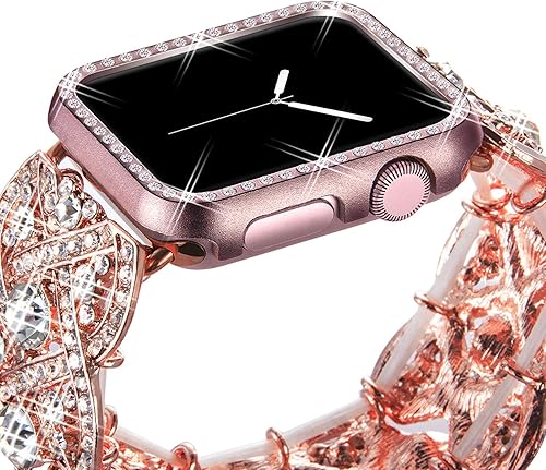 Miniatura 8 de VIQIV Bling - Funda protectora para parachoques facial compatible con Apple Watch de 1.496 pulgadas, 1.654 pulgadas, 1.575 pulgadas, 1.732 pulgadas,
