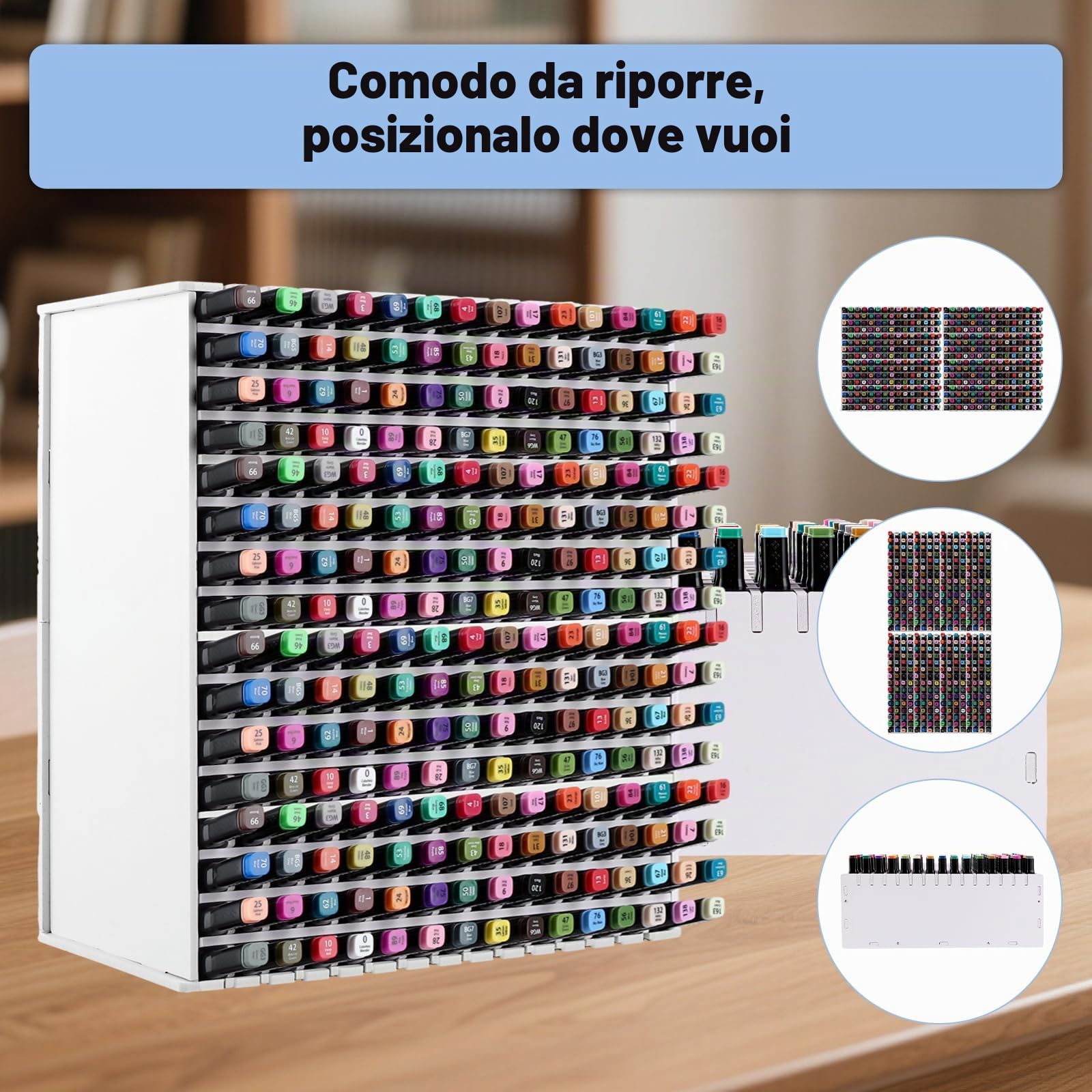1 Pezzo Porta Penne e Portapenne Scrivania Bianco, Organizer Pennarelli con 240 Scomparti, Supporto in PVC 36,5 x 35 x 13 cm per Ufficio, Studio Creativo e Casa