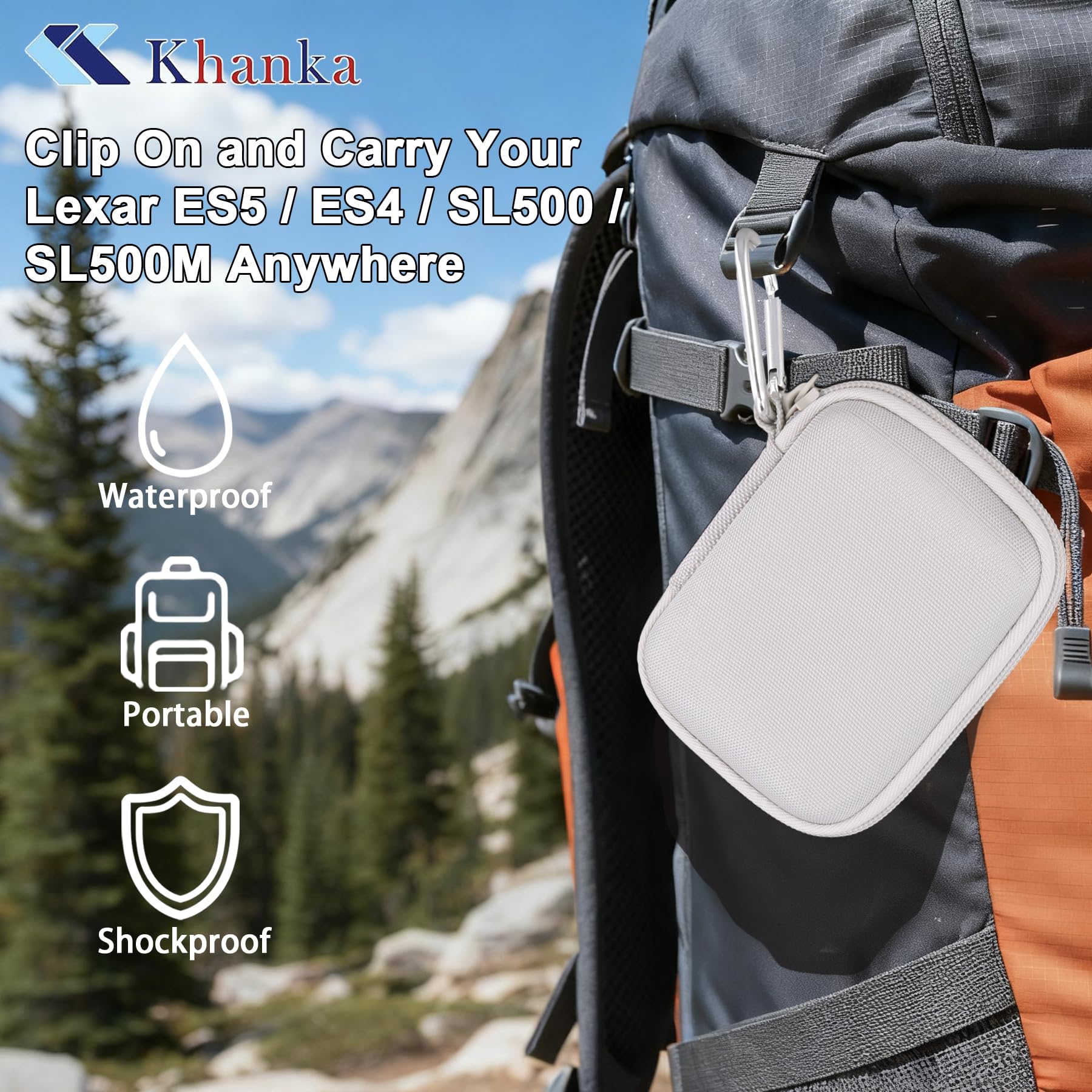 Khanka Custodia per Lexar TouchLock ES5 ES4 SL500 SL500M 1TB/2TB/4TB Portatile SSD, Custodia di Conservazione per Lexar TouchLock/ES5/ES4/SL500/SL500M Esterno SSD, Solo Custodia (Bianco)