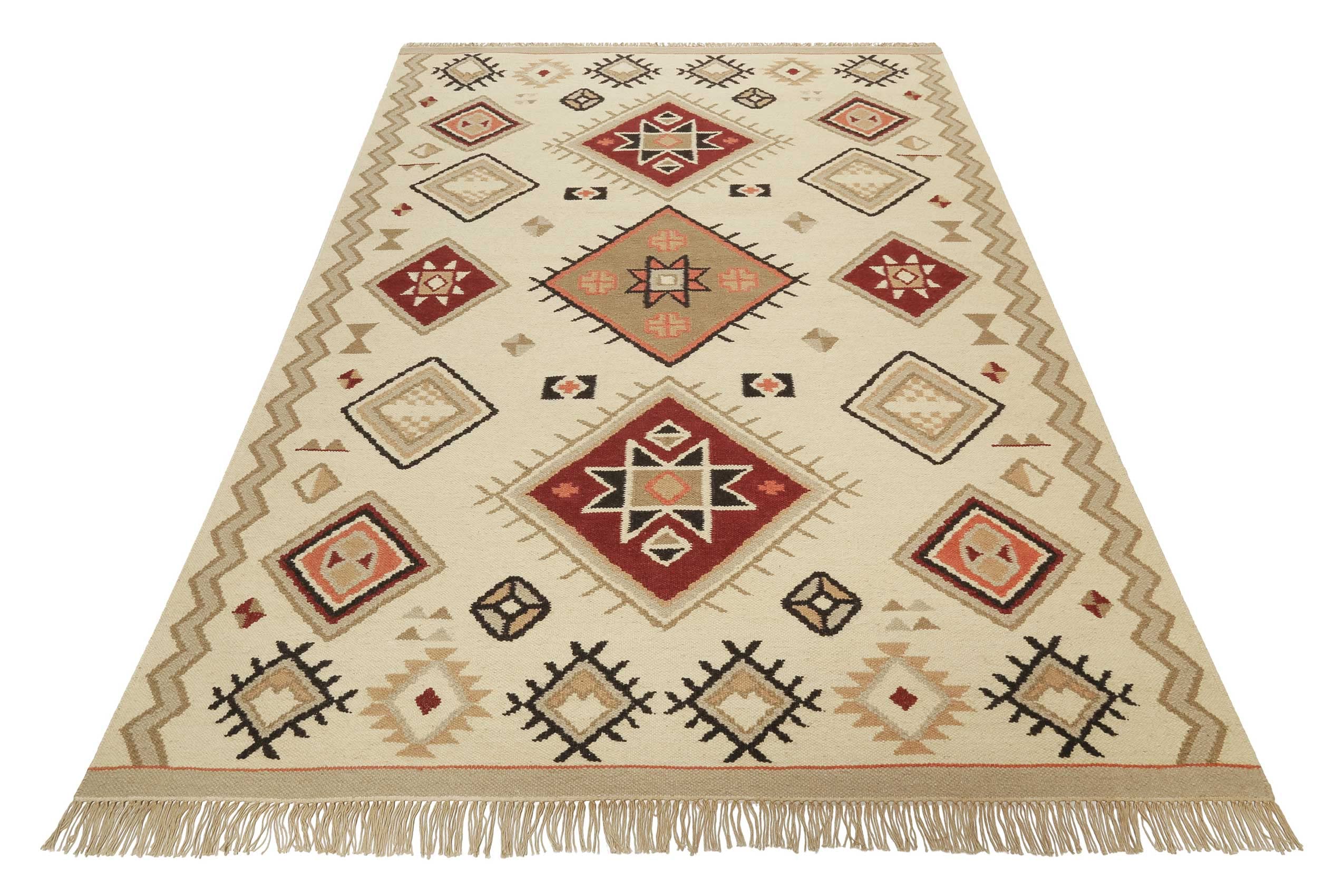 Wecon Home Brionne handgewebter Handweb-Teppich, 80 x 150 cm, beige
