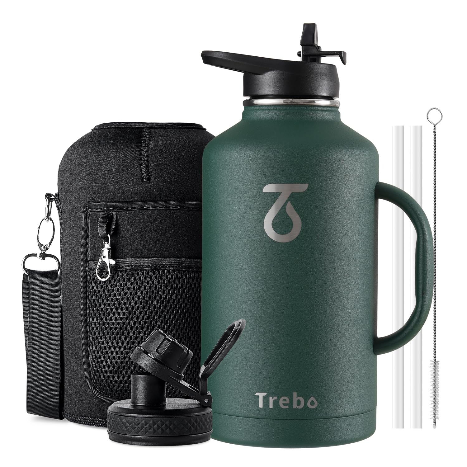 Trebo 64 oz Water Bottle Insulated with Handle, Dark Green โ image 1