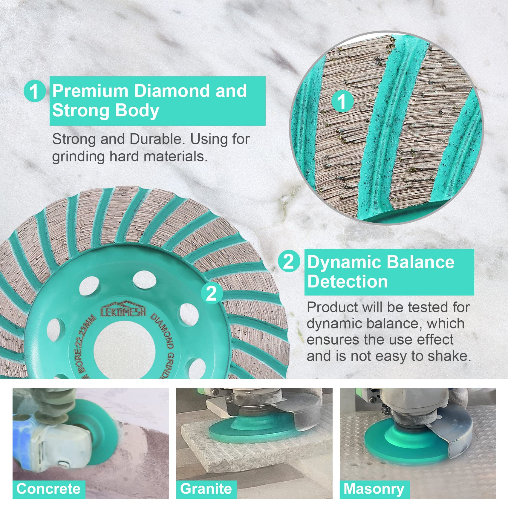 Diamentowa tarcza szlifierska - 5"/125 mm turbo rzędowa szlifierka kątowa tarcza do cięcia, szlifowania, wygładzania, kształtowania betonu, marmuru, granitu, muru, cegły 7/8" altanka