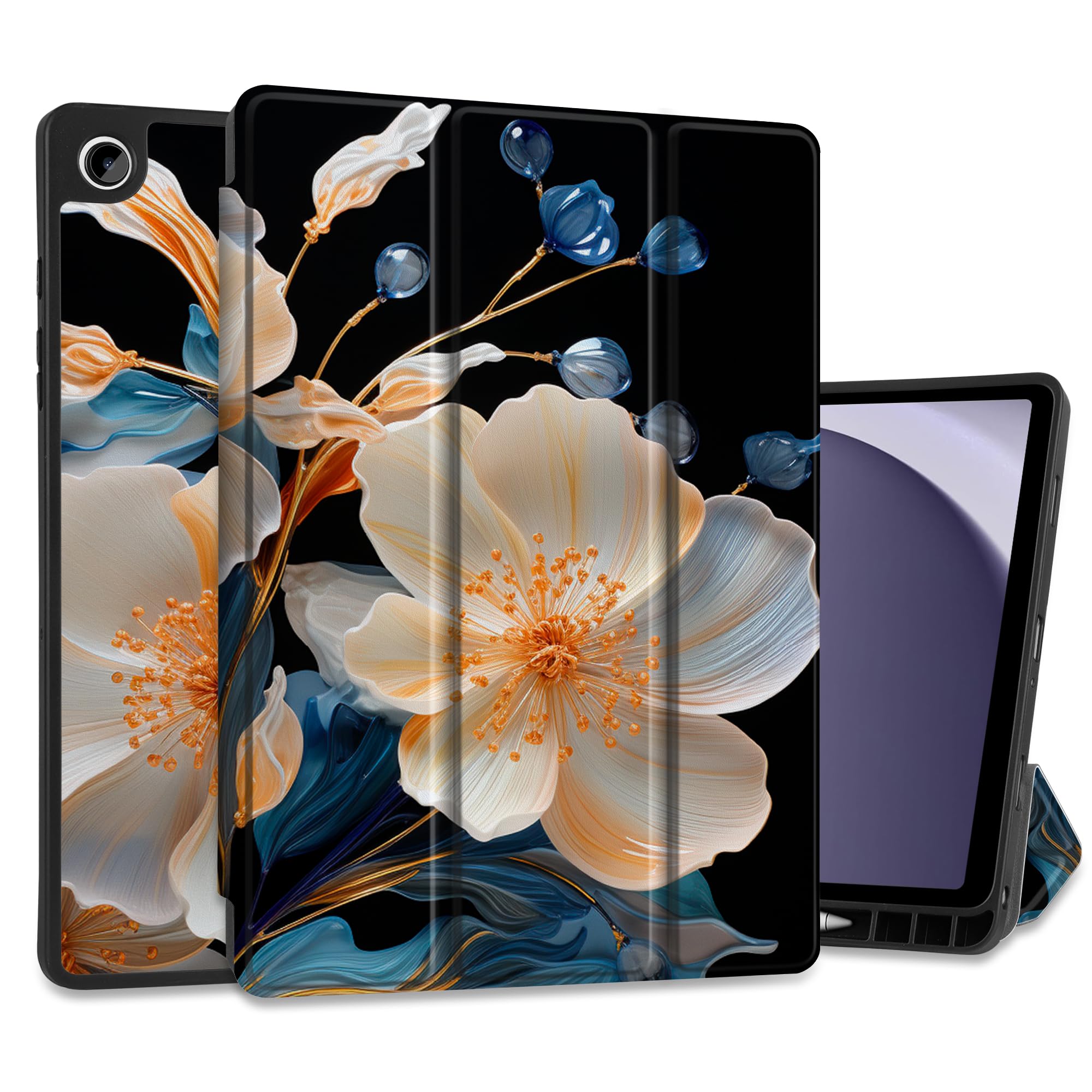 MEEgoodo Case for Samsung Galaxy Tab A9 Plus 11 inch Cover 2024 2023 with S Pen Holder, A9+ Smart Tablet Cases with Leather Trifold Stand+Soft TPU