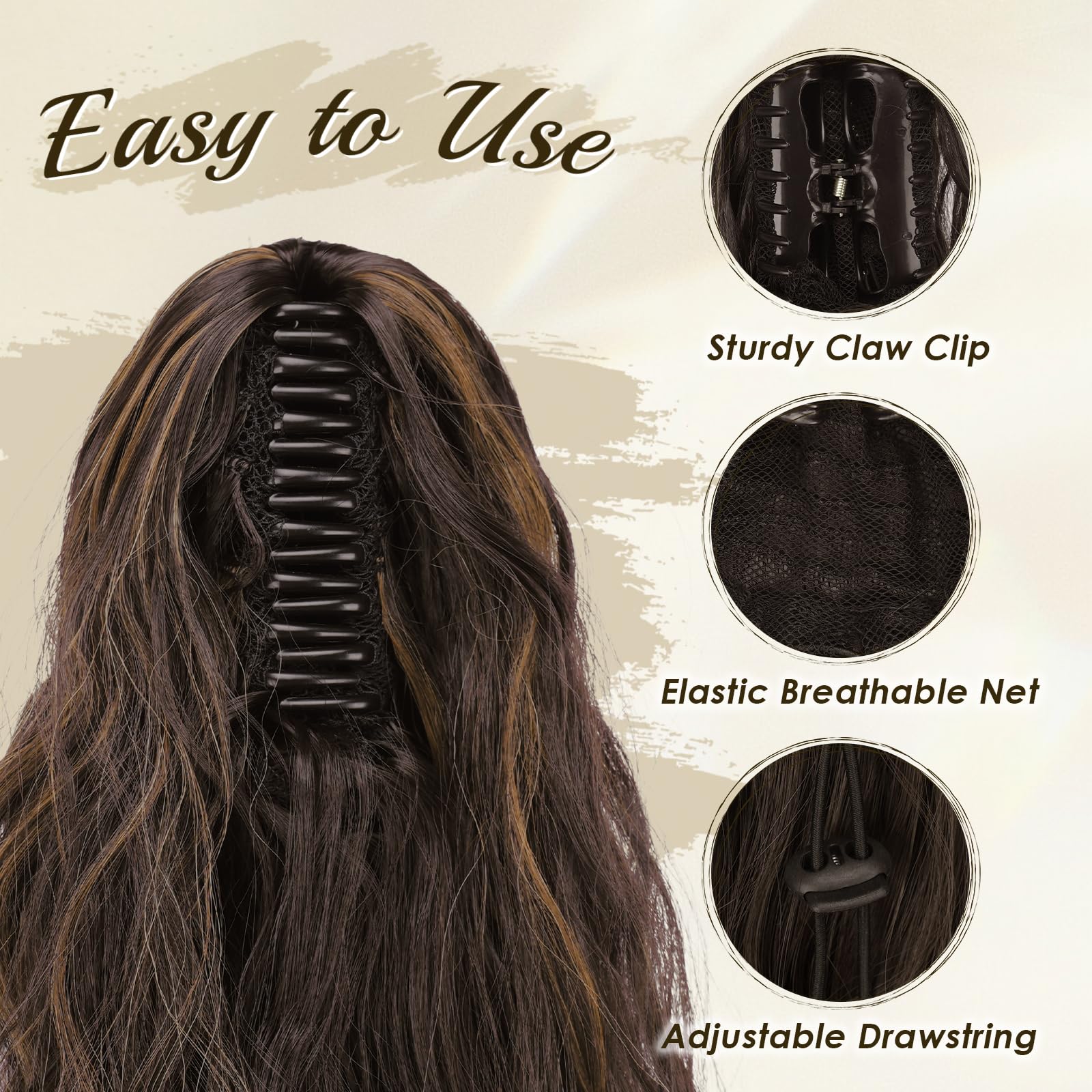 FESHFEN Claw Clip Ponytail Extensions - Image 3