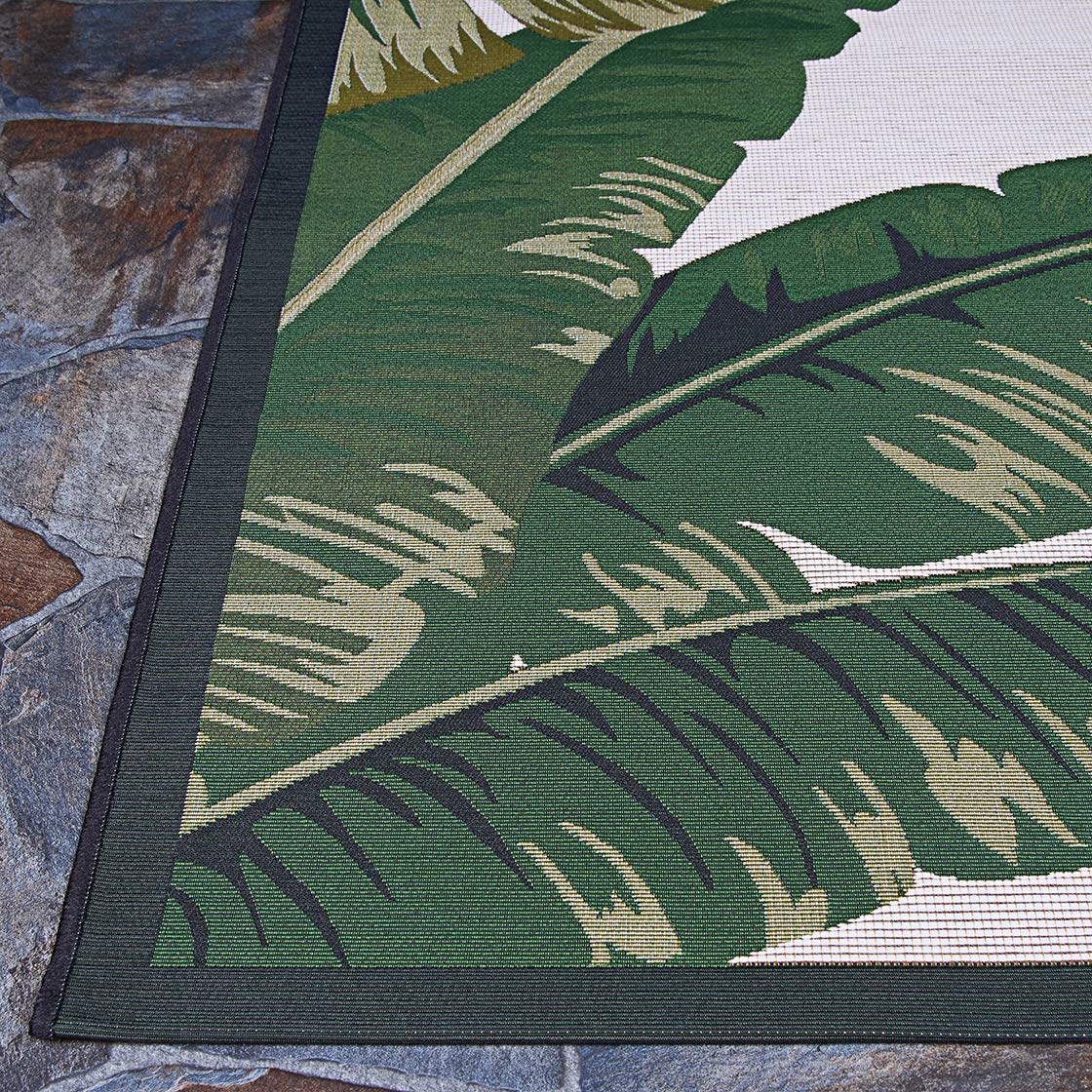 Couristan Dolce 7506/0004 Palm Lily Hunter Green-Ivory Indoor/Outdoor Area Rug, 2'3" x 3'11"
