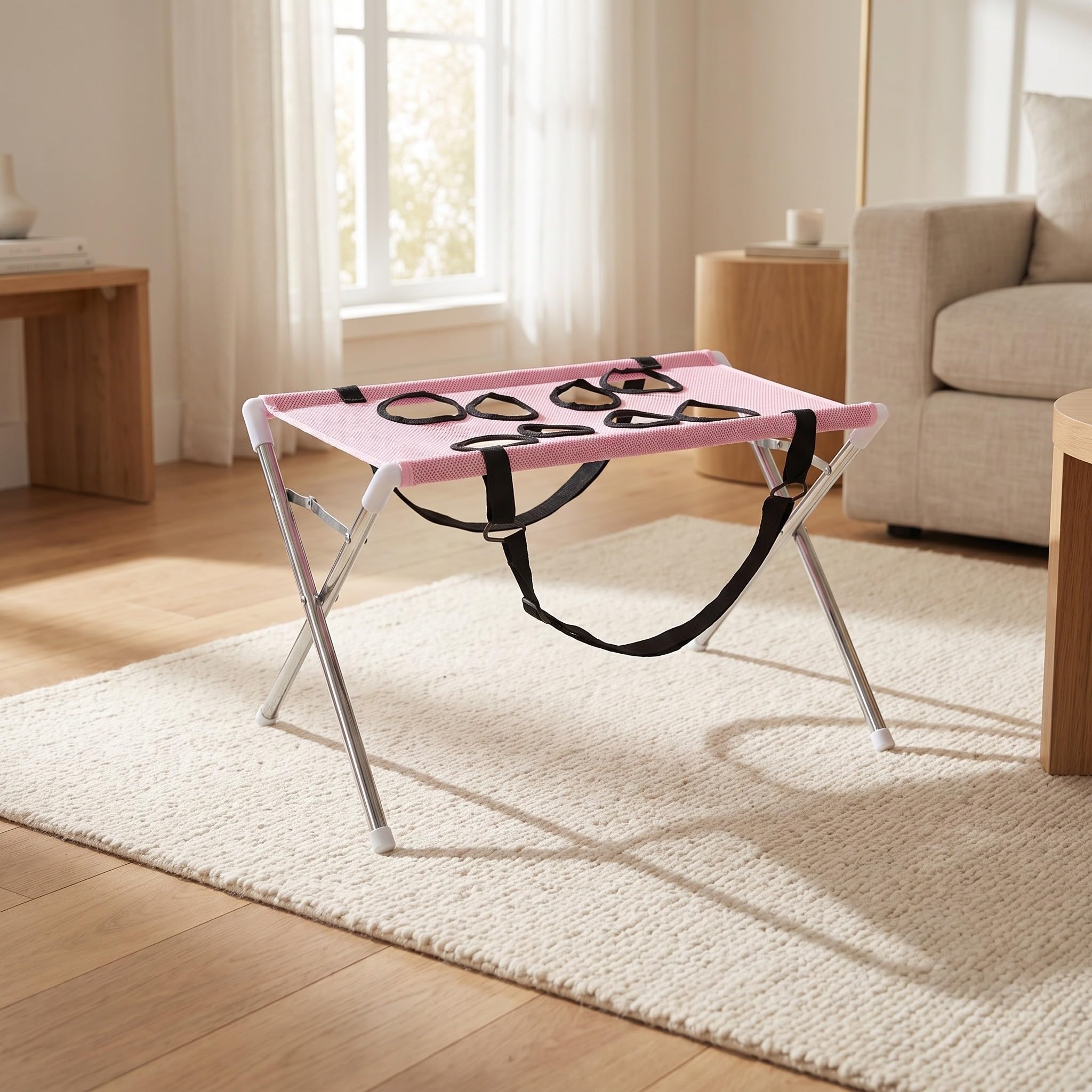 SHINEOFI Tragbare Haustierpflege-hängematte mit Gestell (rosa)