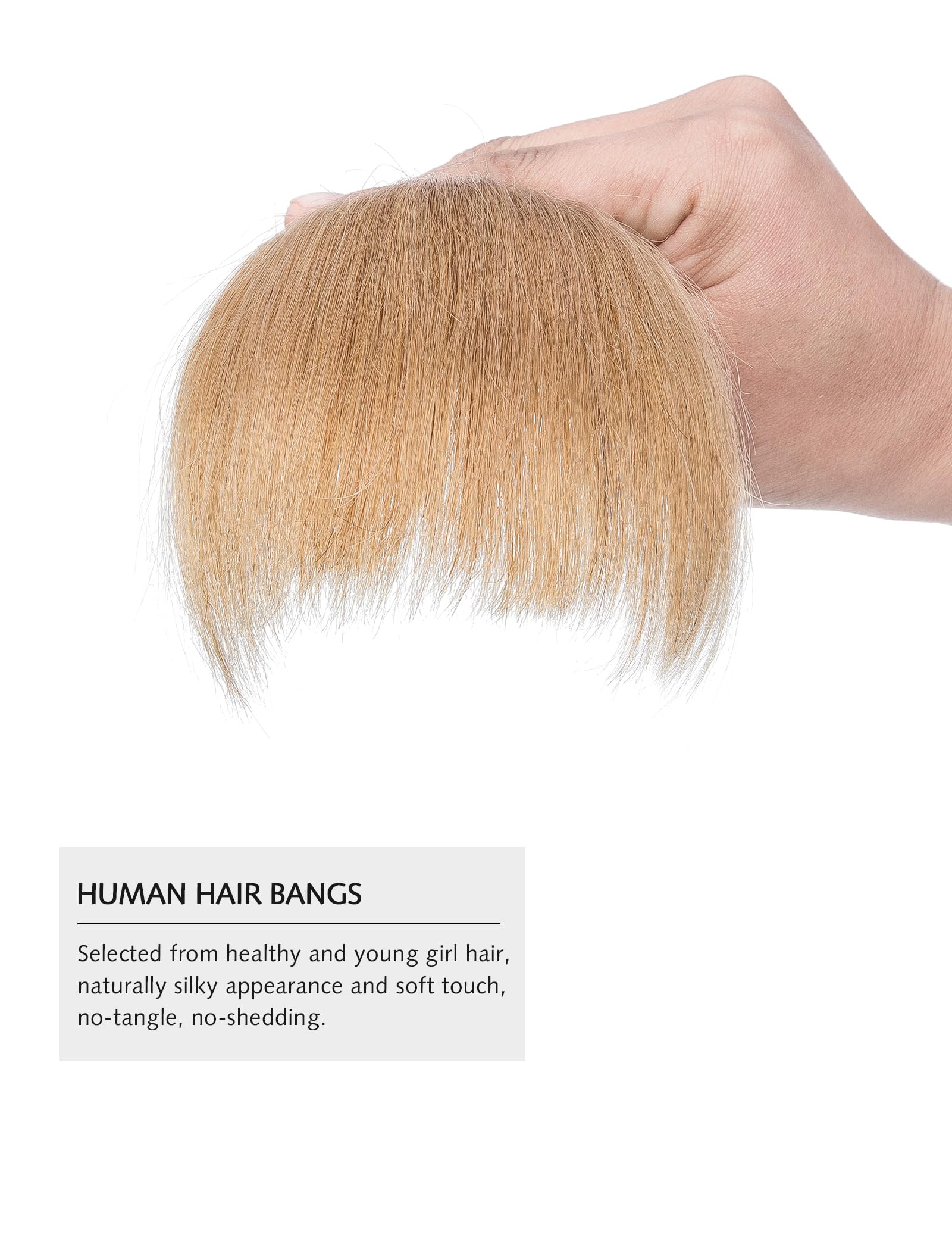 Yamel Honey Blonde Real Human Hair Unique Irregular Fringe Clip-in Bangs Hair Extension for Women - Image 3