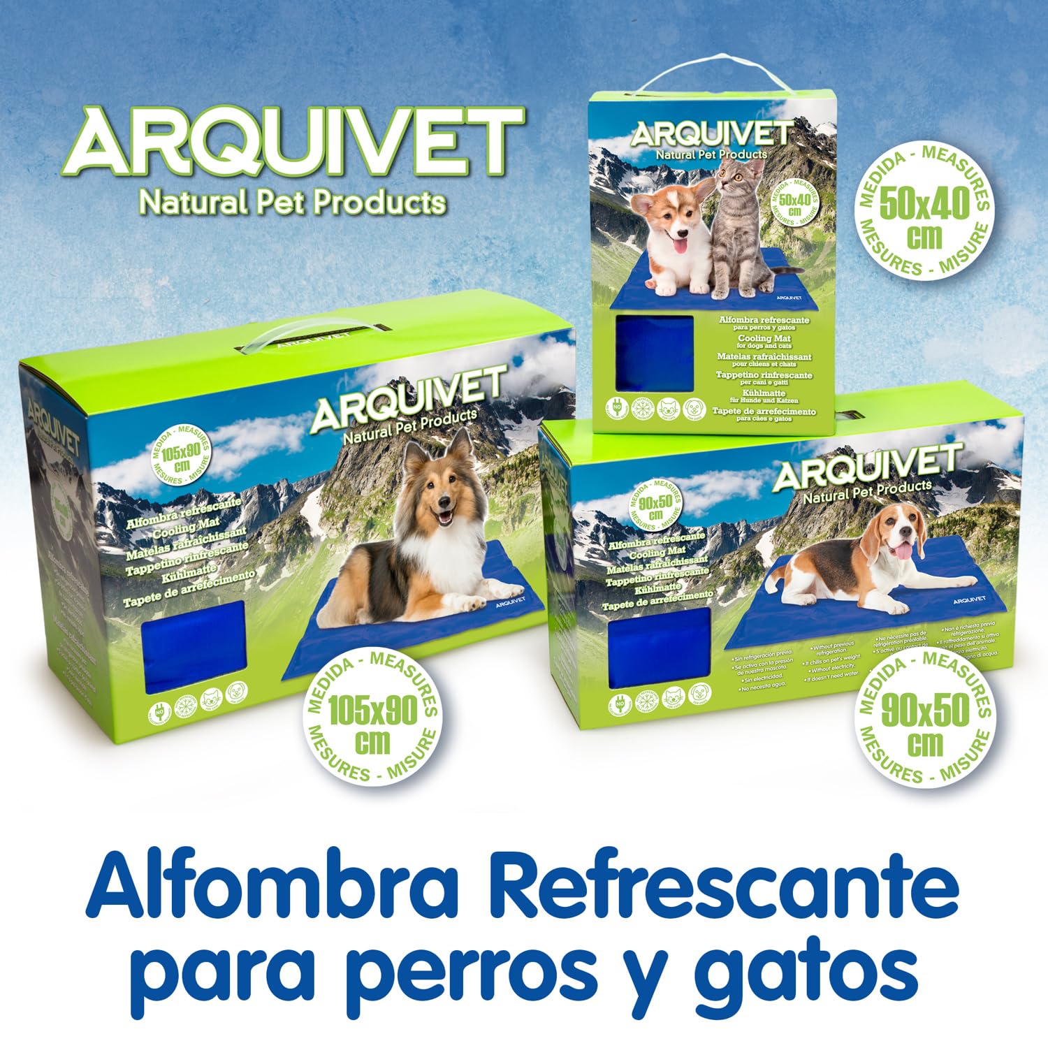 Arquivet - Alfombra refrescante para Perros y Gatos 40x50, alfombrar Pet Cooling Mat, azul