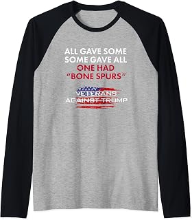 Veterans Anti-Trump Tshirt Draft Dodger Bone Spurs for Vets Raglan Baseball Tee