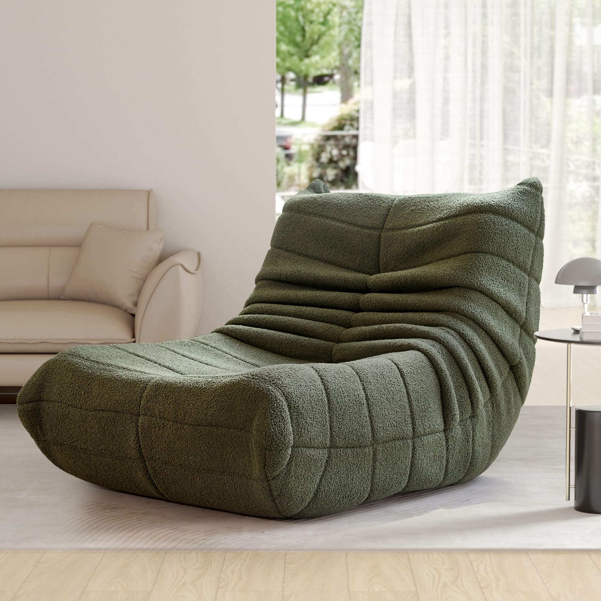 okwish Sitzsack Sofa Bodensofa, Bodenstuhl mit Rückenlehne, Lesesessel Bequem XXL, Lazy Sofa, Bean Bag Chair für Schlafzimmer Wohnzimmer, Liegesessel Grün