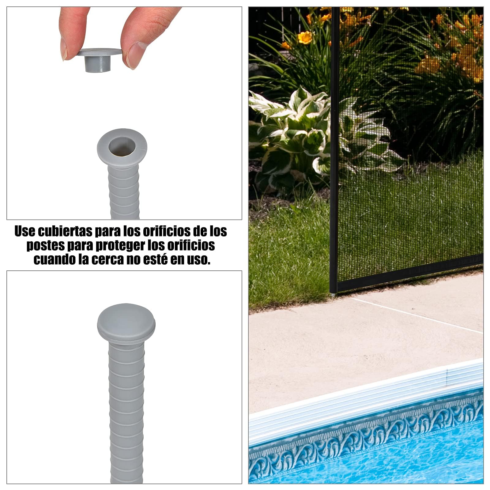 COSTWAY Valla para Piscina, 360x125cm, 4 Piezas, Vallas de Seguridad para Piscina, Marco Aluminio y Tejido Teslin, 340 g/m², con Protección UV, Vallas Piscinas Seguridad para Niños y Mascotas