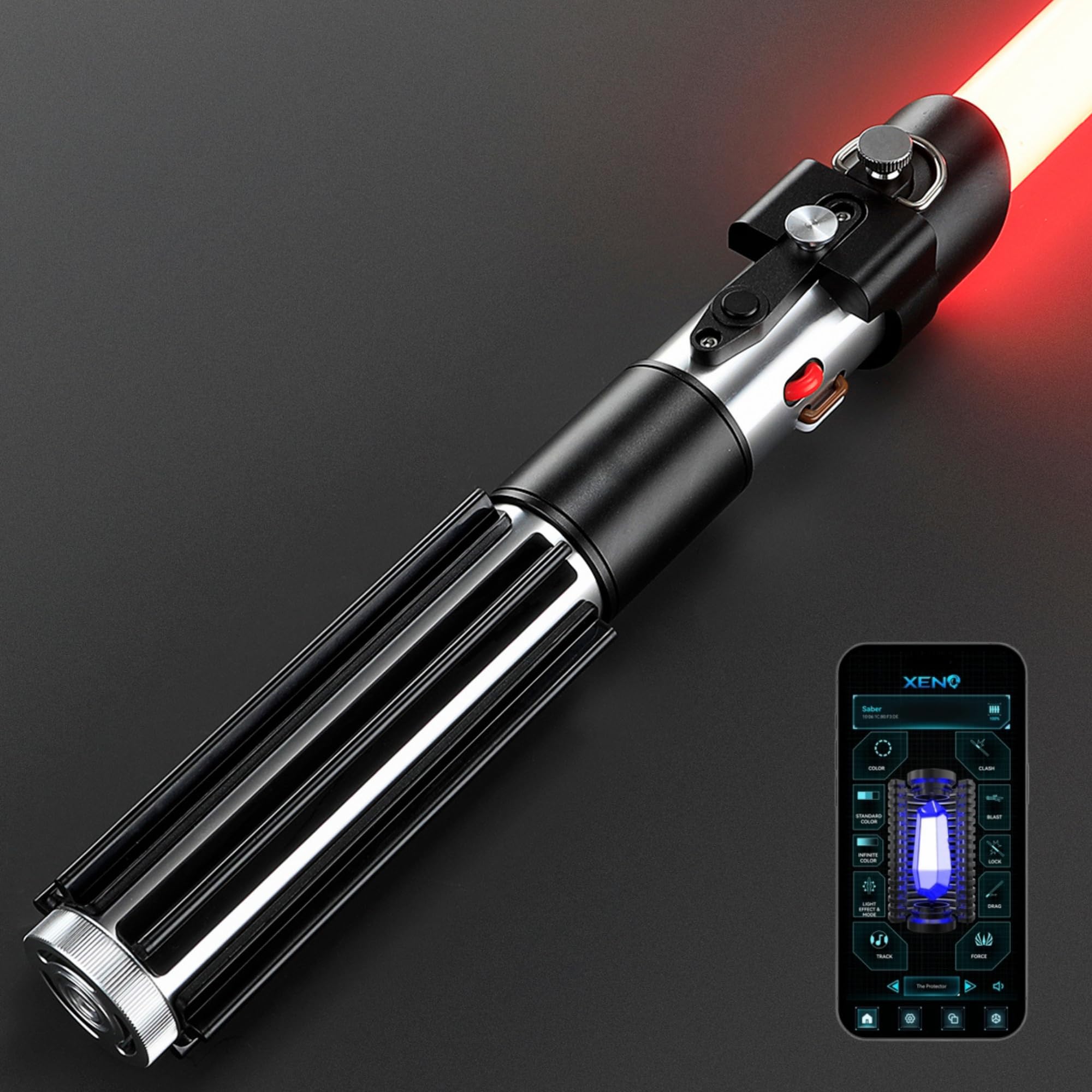 G4E Lightsaber with Bluetooth App, Smooth Swing, 16 Sound fonts, Infinite RGB Colour Change, Motion Control. Upgraded RGB v3.0. Light Saber For Adults and Cosplay. (DV RGB (Duelling))
