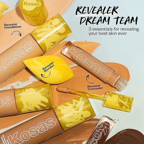 Miniatura 8 de Kosas Revealer - Base de maquillaje que mejora la piel con protección SPF 25, hidrata, ilumina, suaviza, regordeta y protege la piel, textura suave,